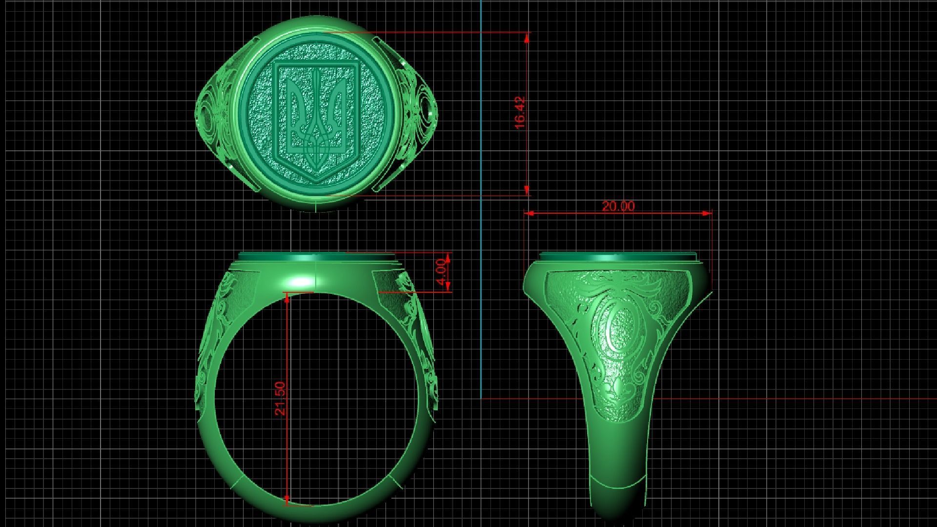 Ring with symbols of the Army of Ukraine 3D print model  3D print model_14