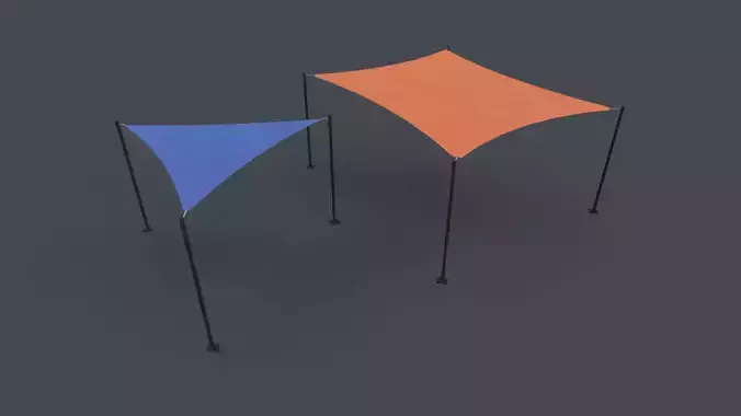 PBR Sun Shade Sails Low-poly 3D model