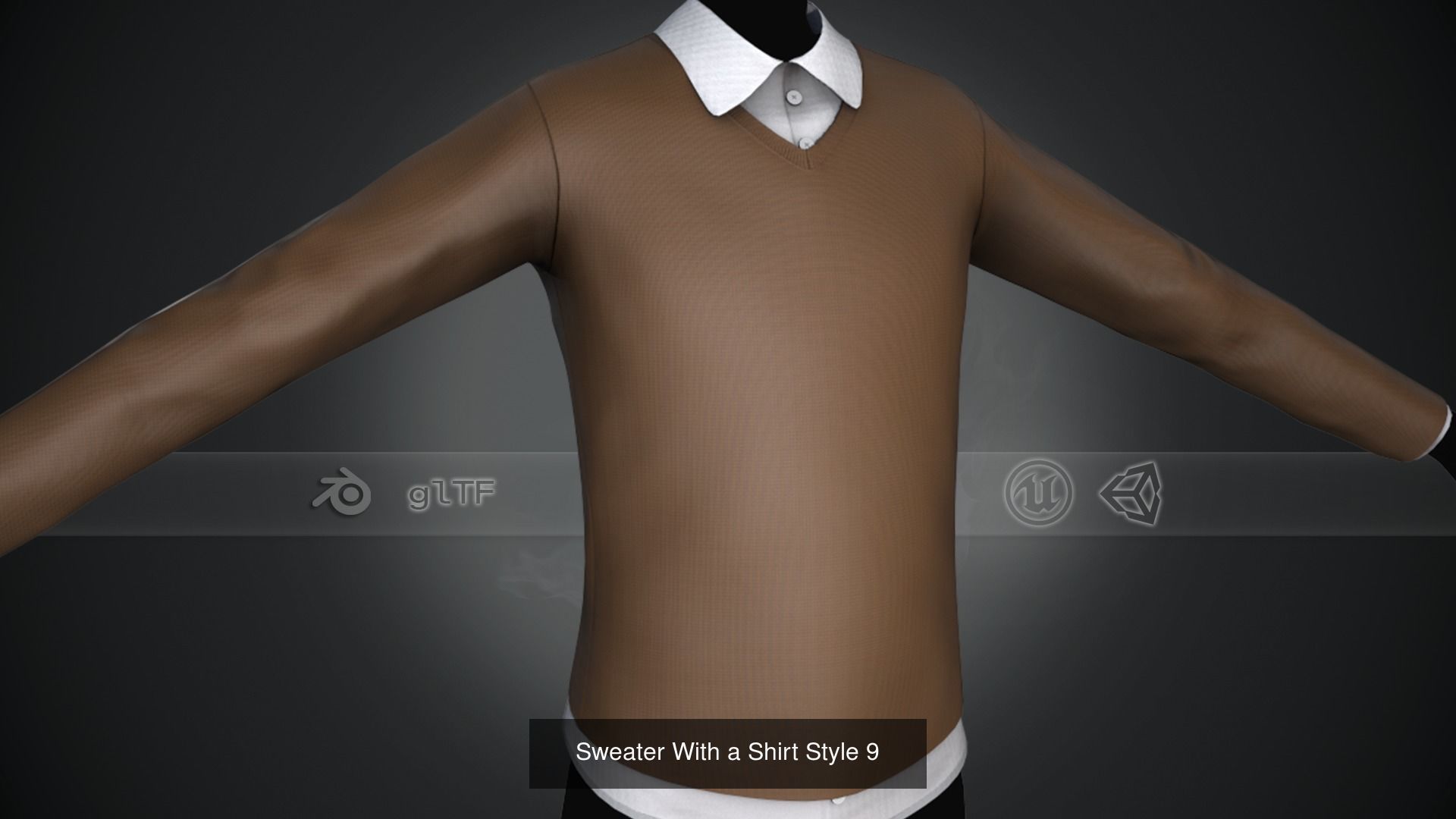 10 Sweater With a Shirt Styles  3D Model Collection_9