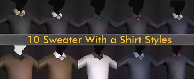 10 Sweater With a Shirt Styles  3D Model Collection
