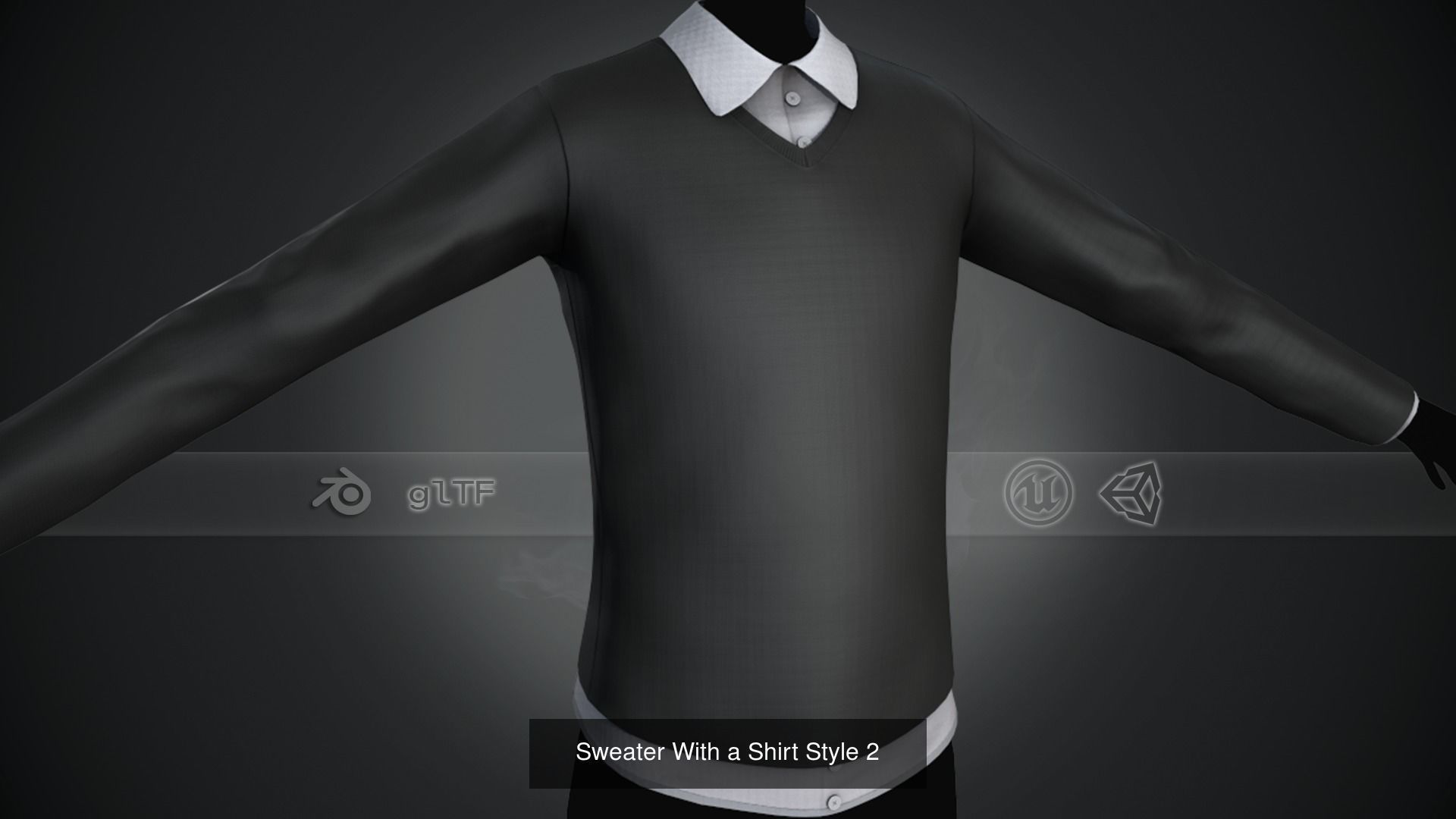 10 Sweater With a Shirt Styles  3D Model Collection_2