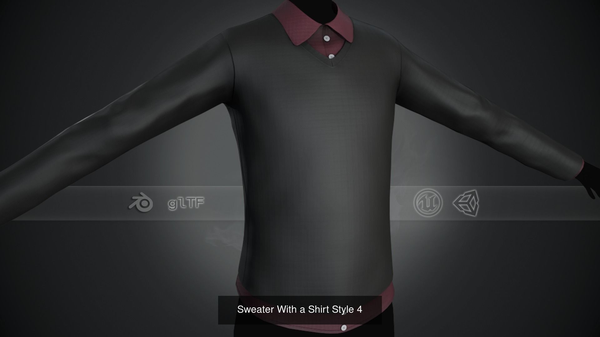 10 Sweater With a Shirt Styles  3D Model Collection_4