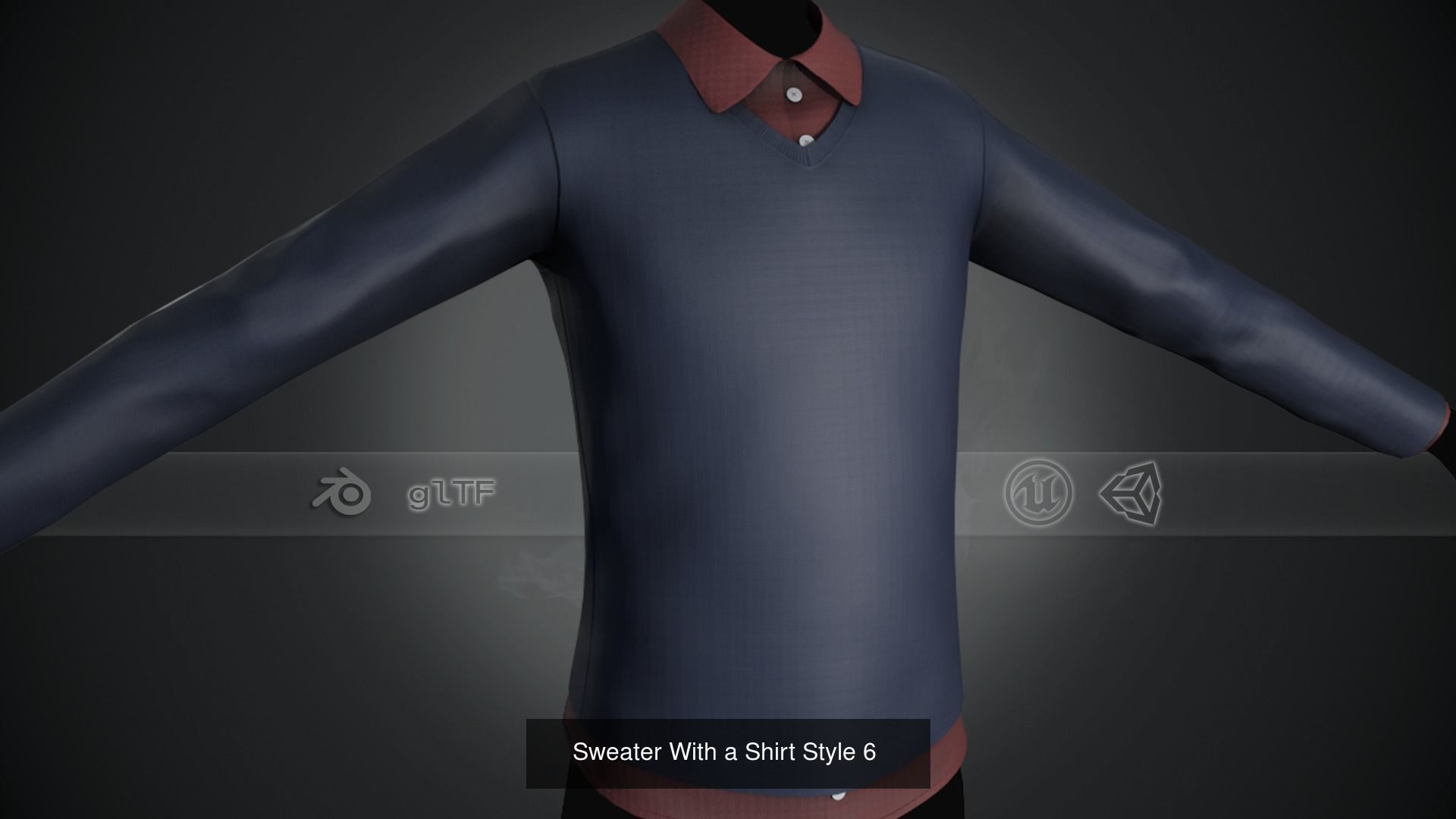 10 Sweater With a Shirt Styles  3D Model Collection_6
