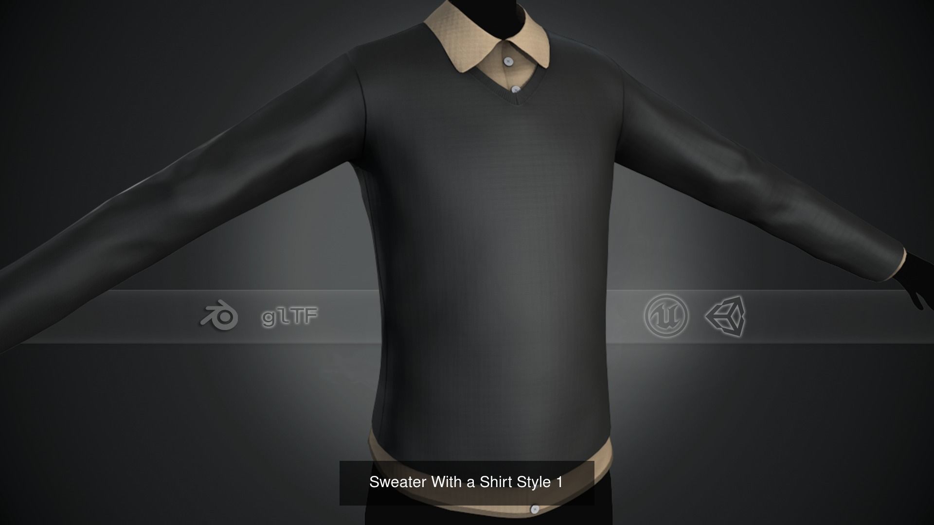 10 Sweater With a Shirt Styles  3D Model Collection_1