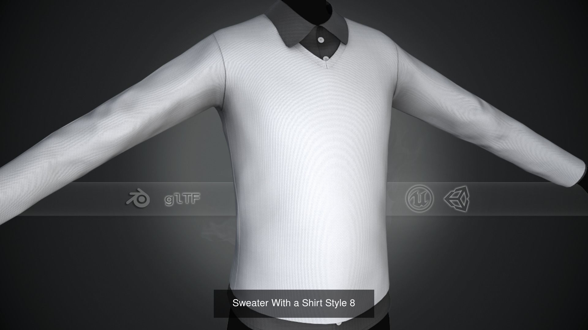 10 Sweater With a Shirt Styles  3D Model Collection_8