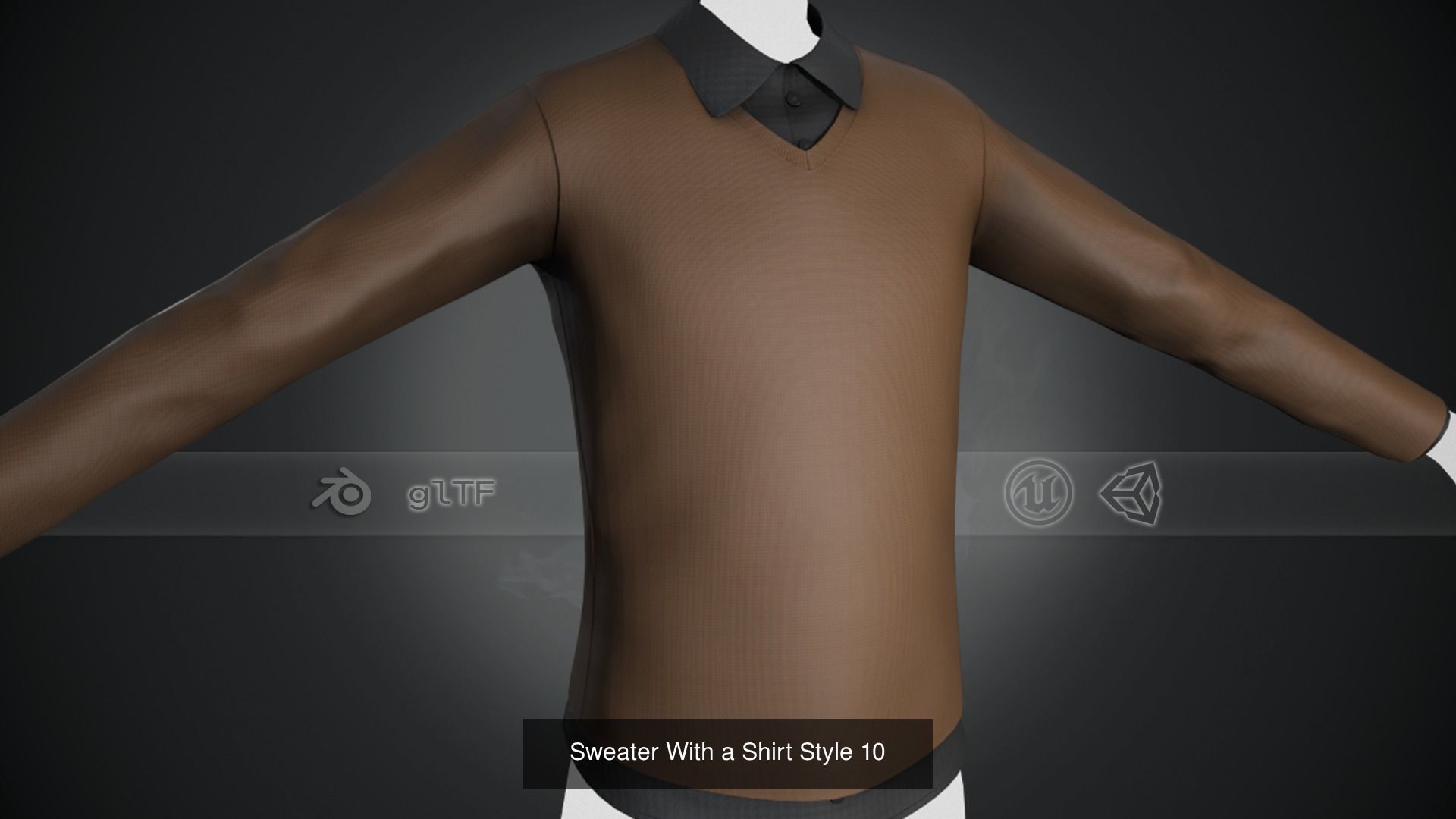 10 Sweater With a Shirt Styles  3D Model Collection_10