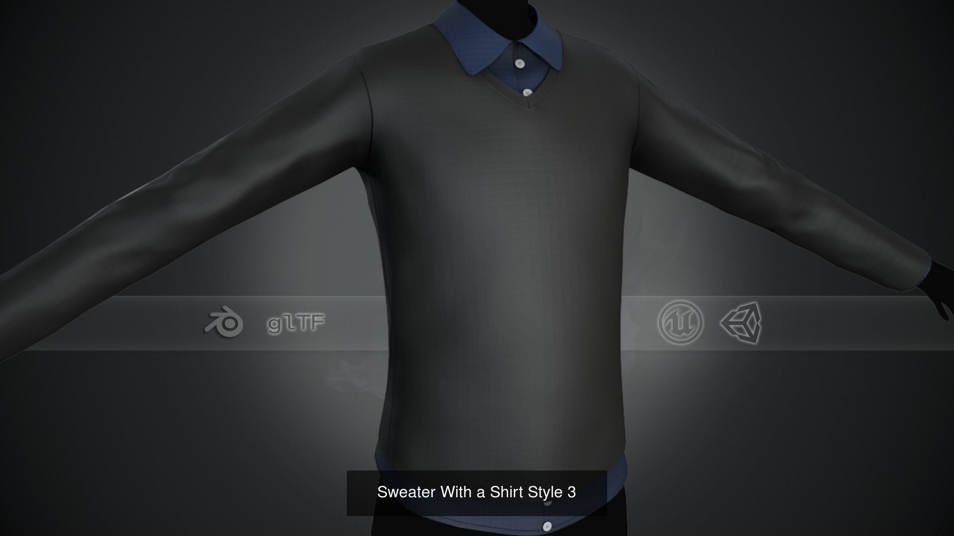 10 Sweater With a Shirt Styles  3D Model Collection_3