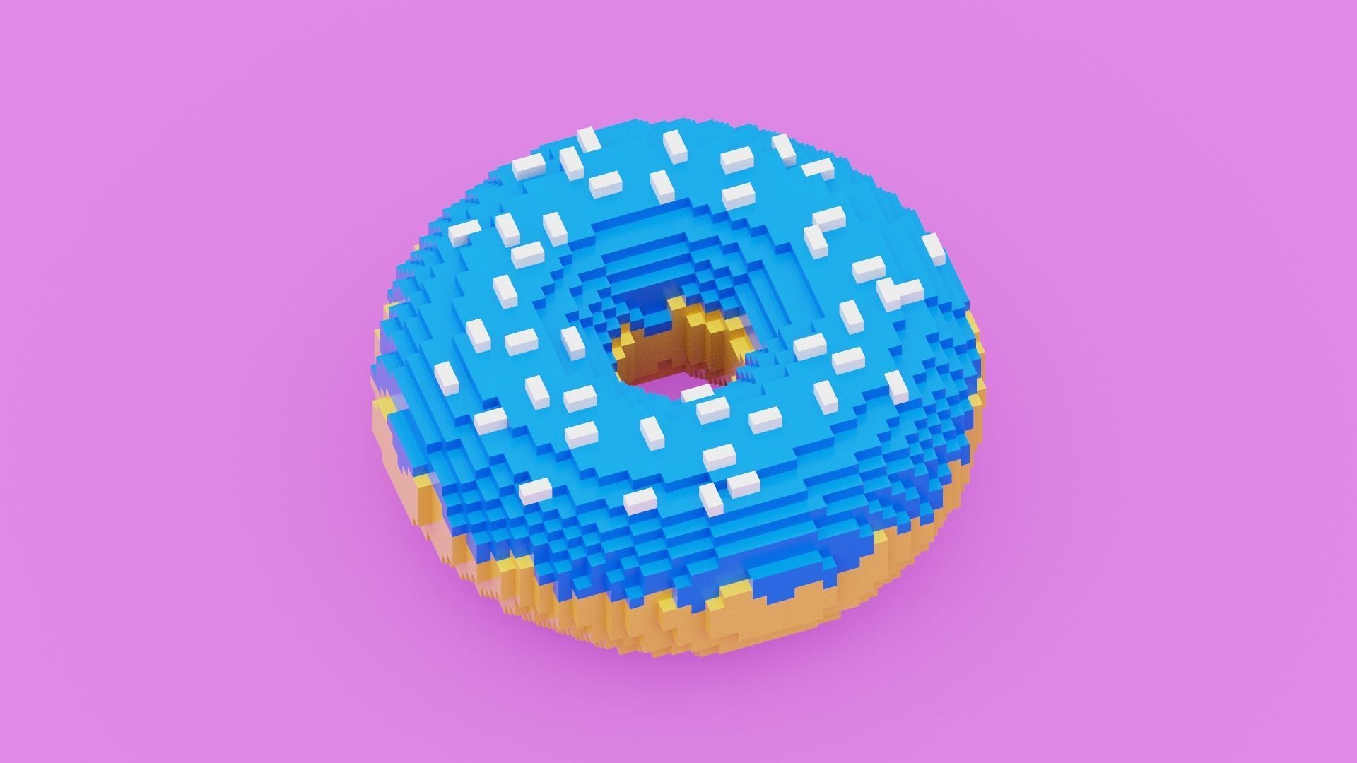 Voxel Donut Low-poly 3D model_3