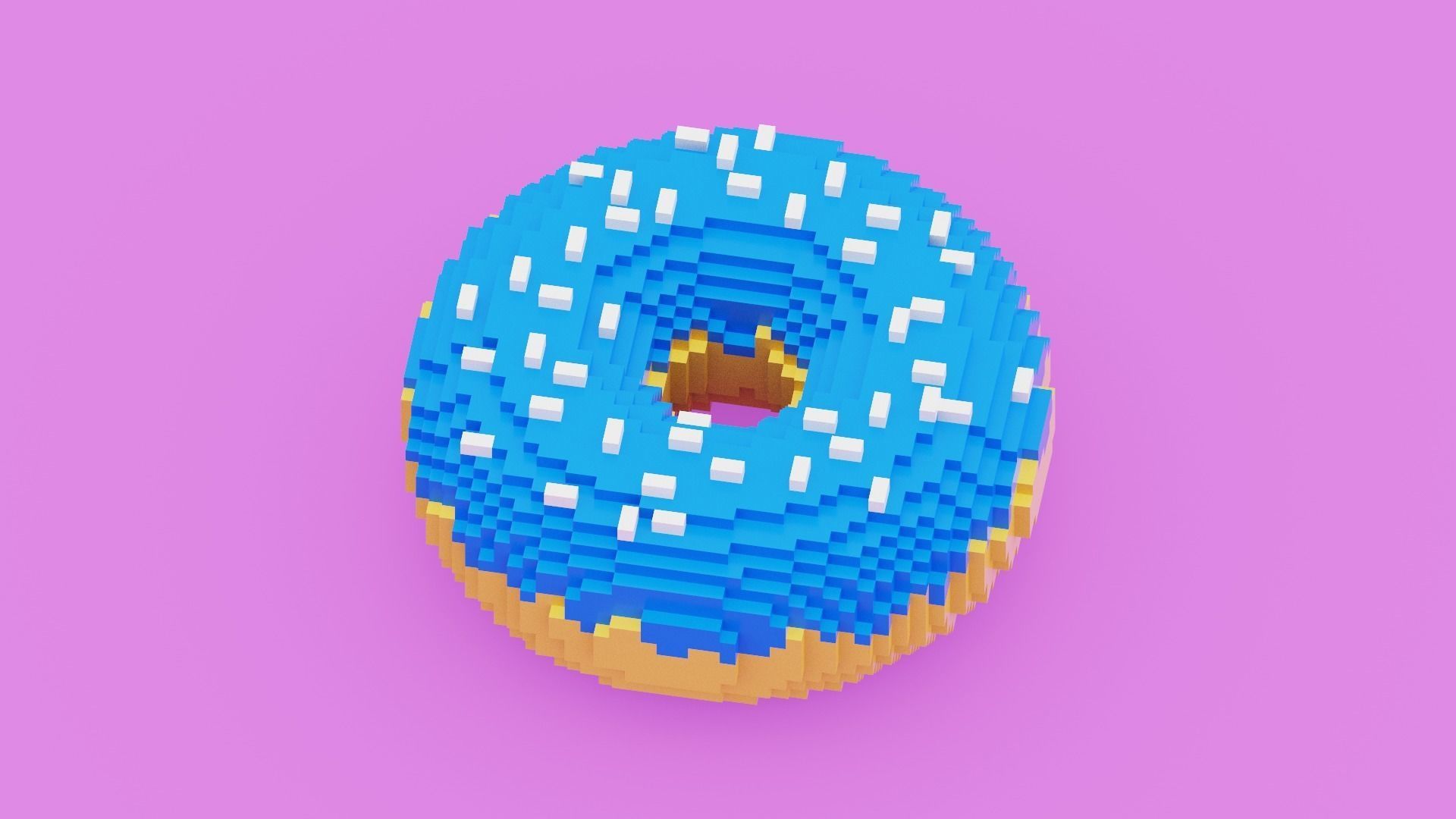 Voxel Donut Low-poly 3D model_4