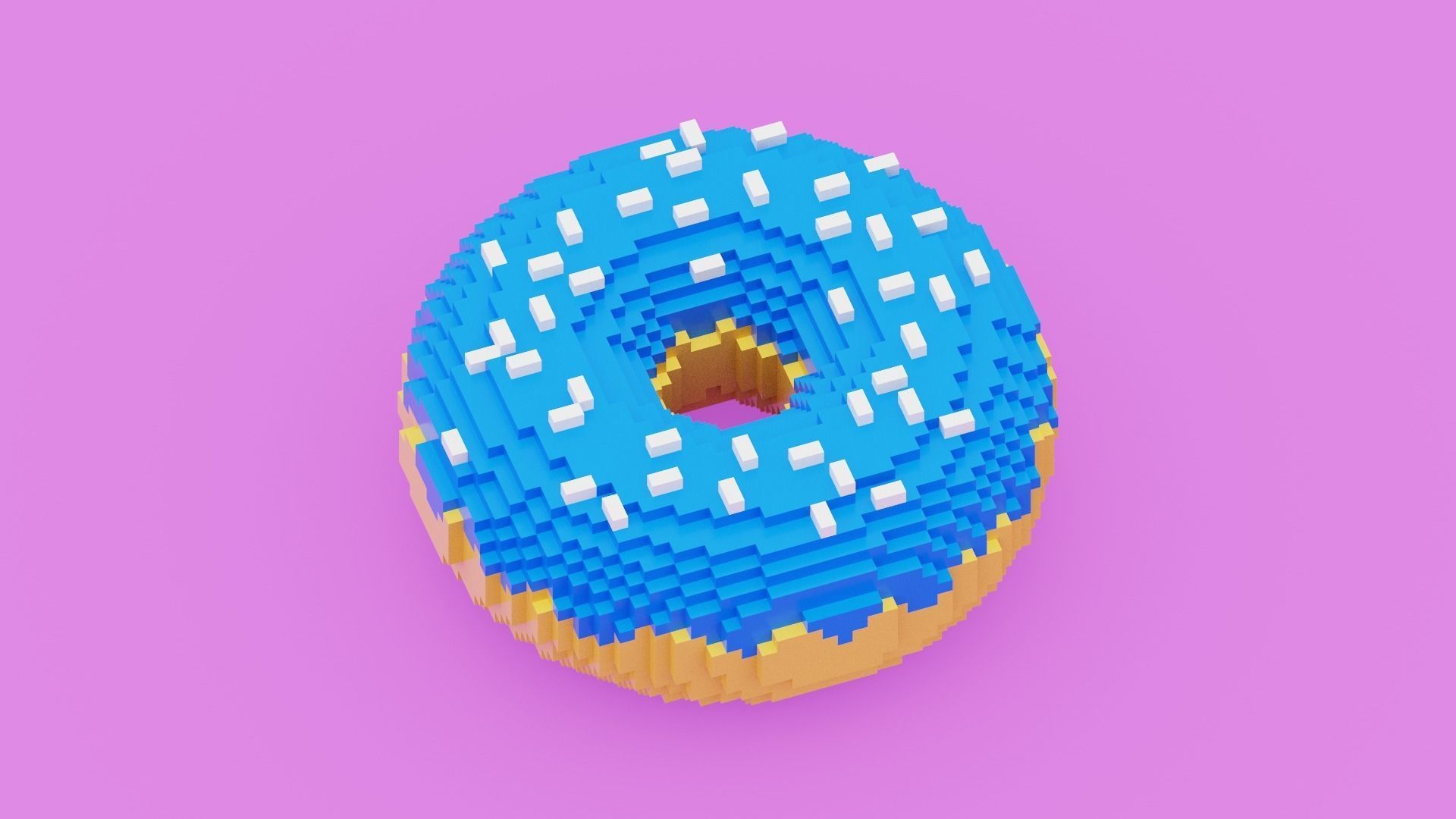 Voxel Donut Low-poly 3D model_9