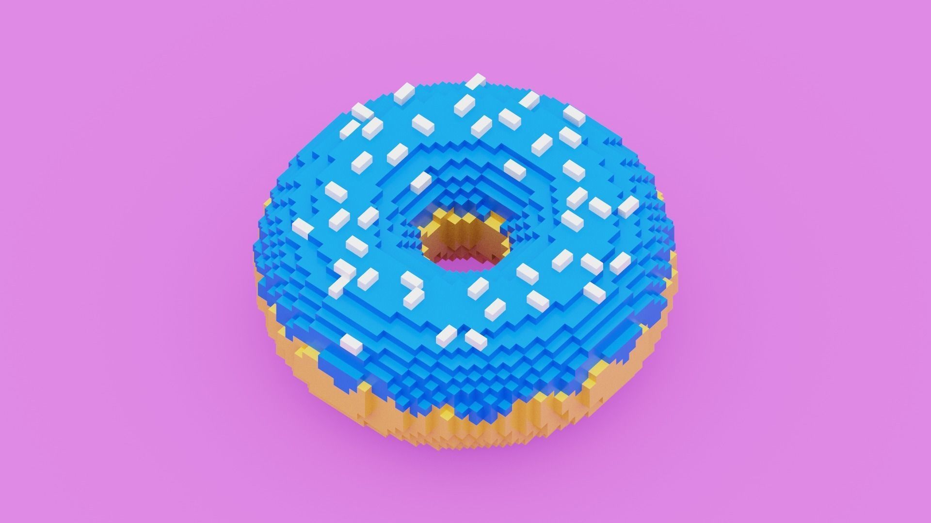 Voxel Donut Low-poly 3D model_8