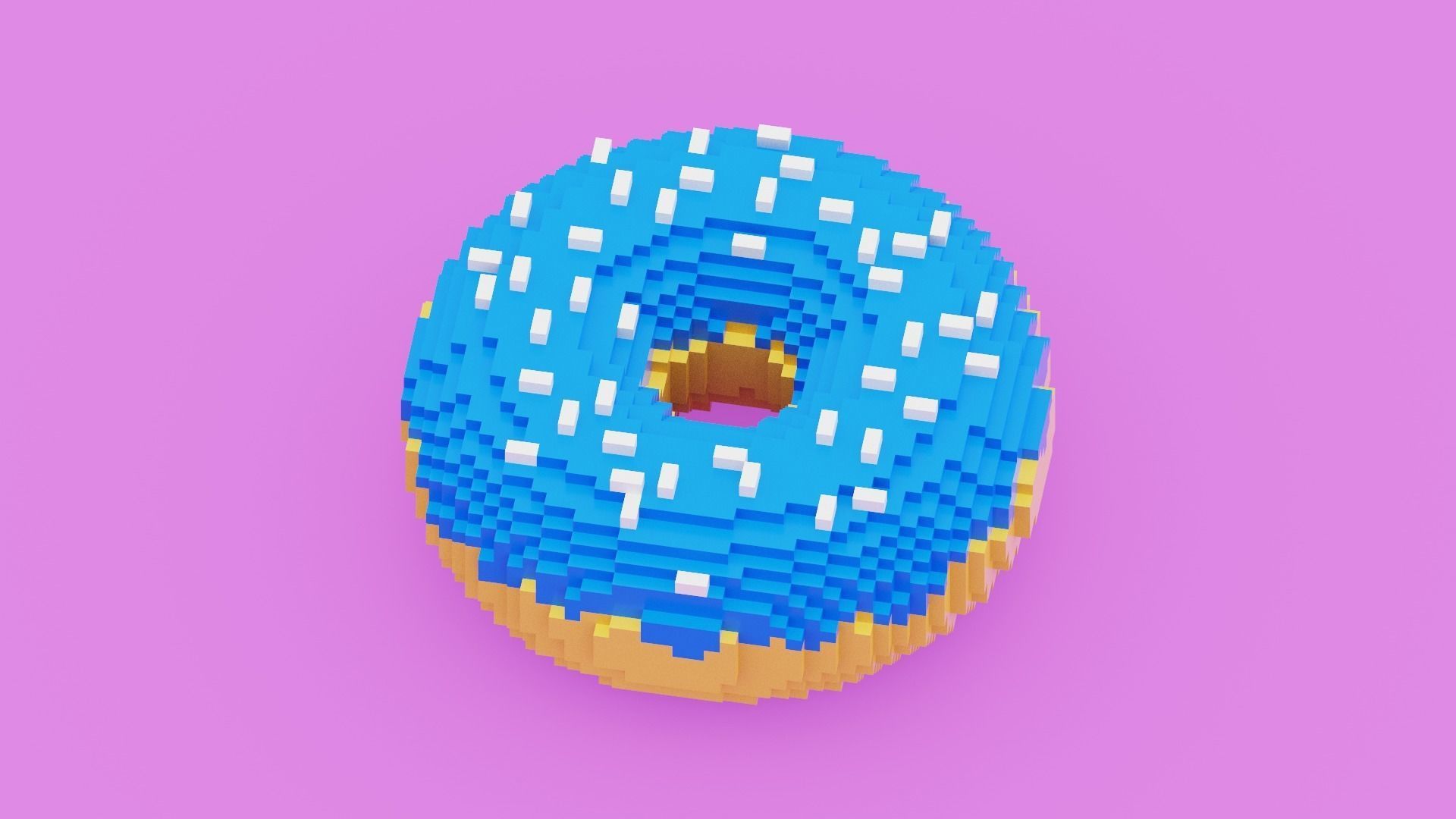 Voxel Donut Low-poly 3D model_7