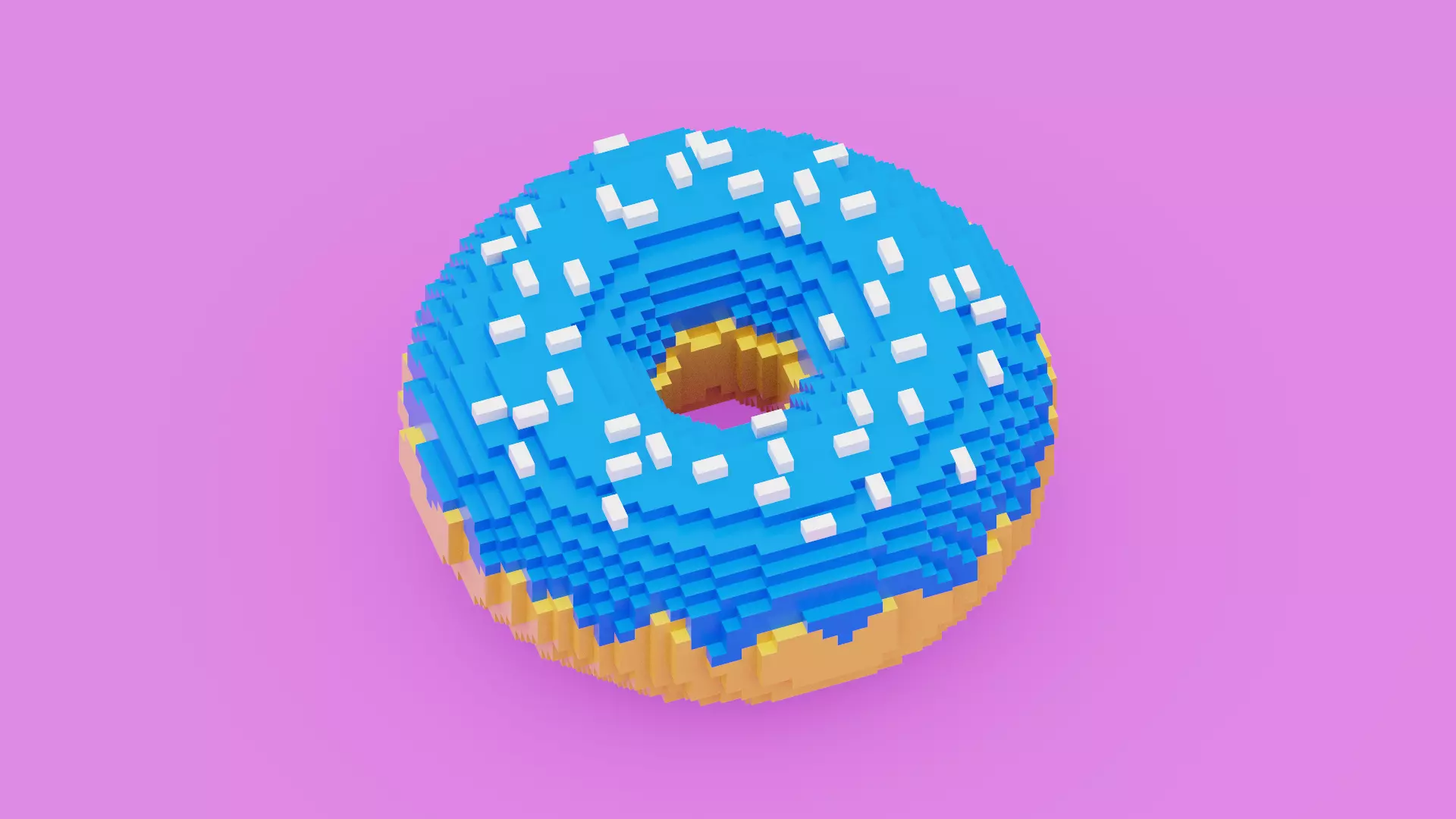 Voxel Donut Low-poly 3D model_0