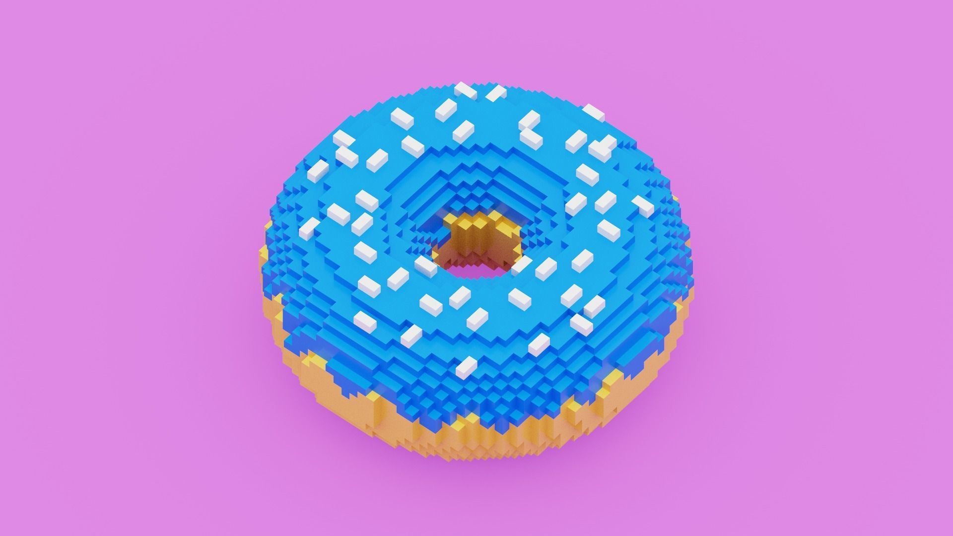 Voxel Donut Low-poly 3D model_2