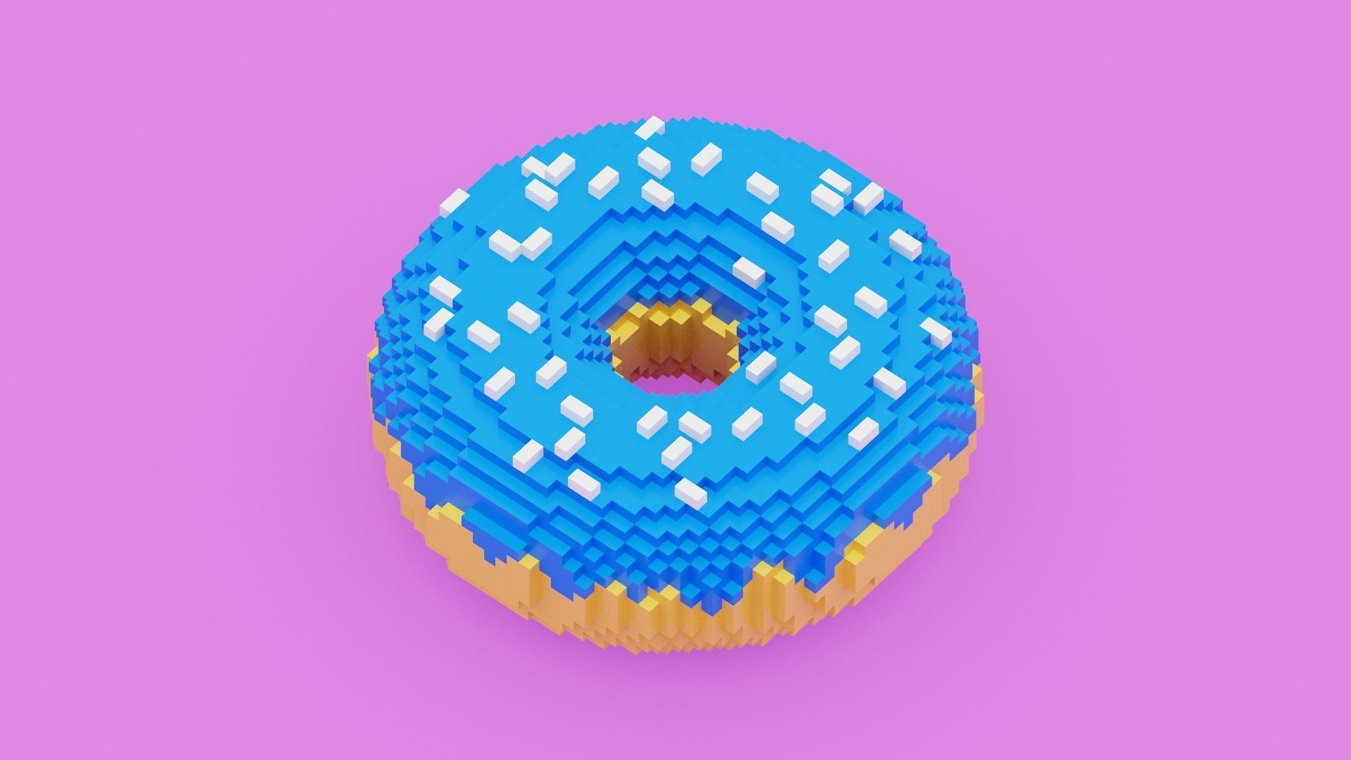 Voxel Donut Low-poly 3D model_11