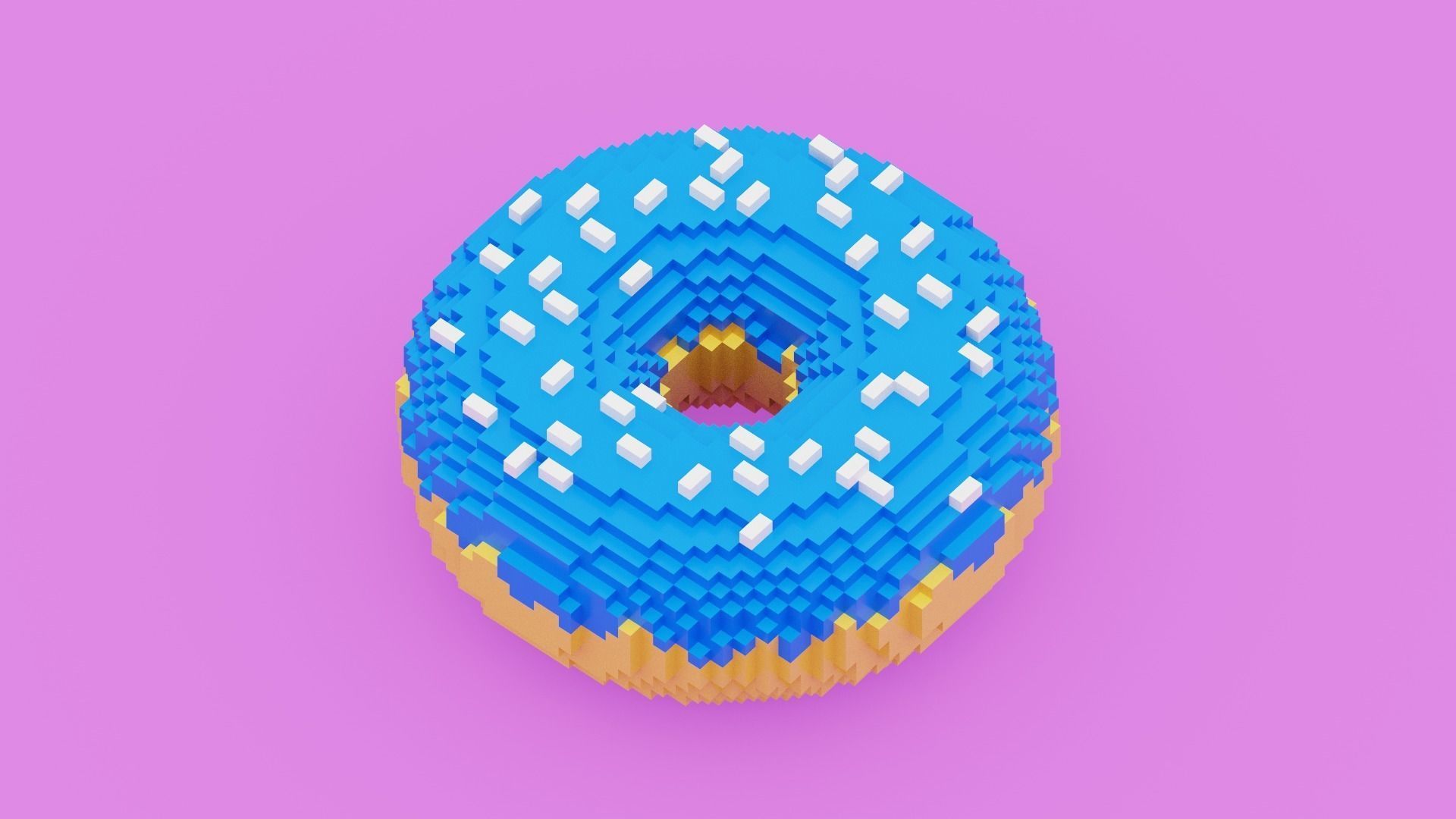 Voxel Donut Low-poly 3D model_5