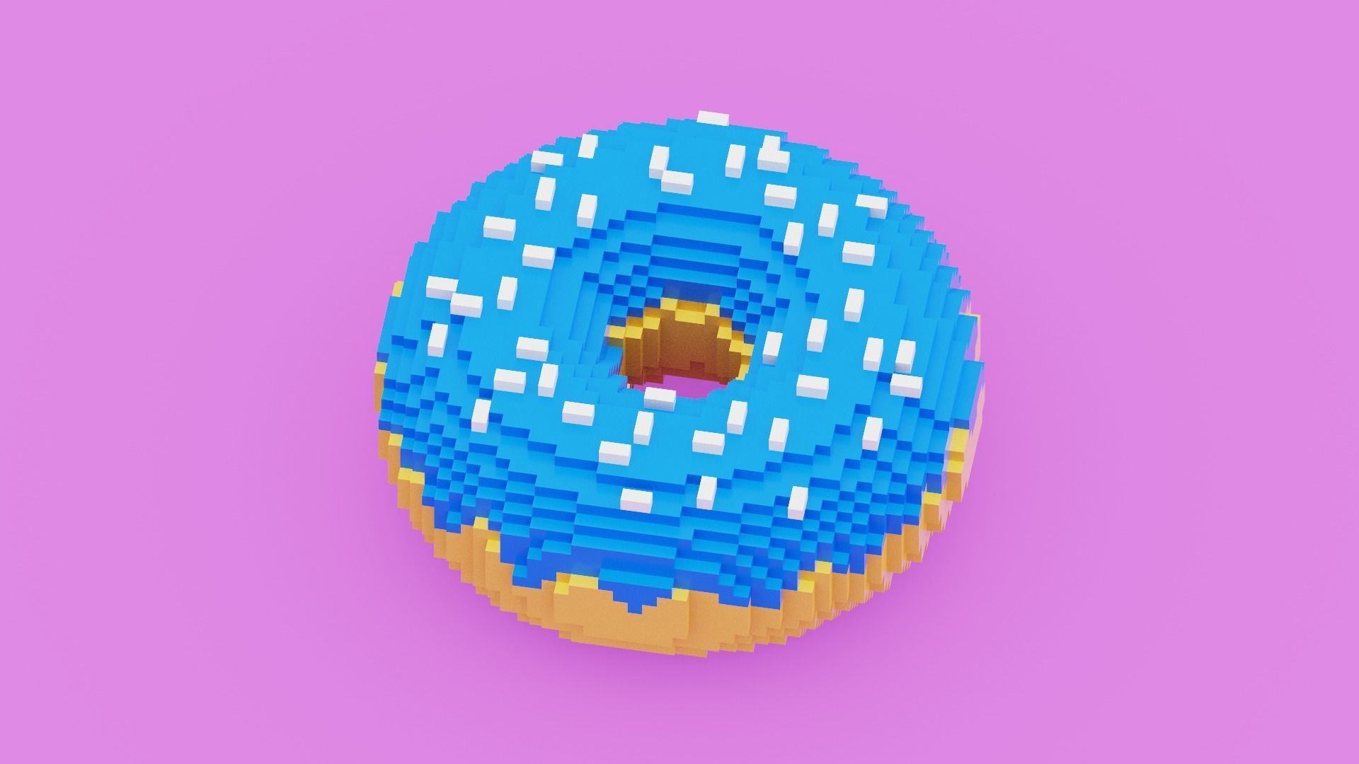 Voxel Donut Low-poly 3D model_1