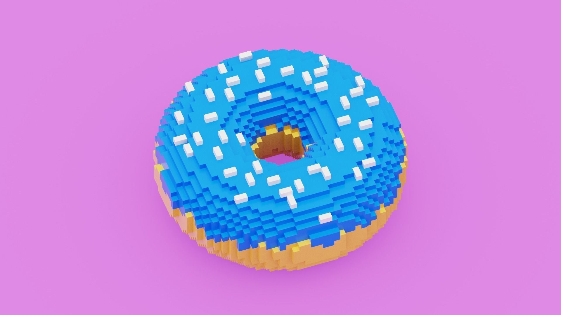 Voxel Donut Low-poly 3D model_6