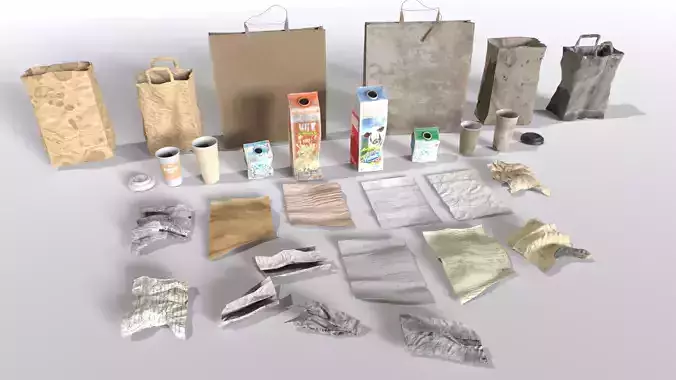 Paper Junk Low-poly 3D model