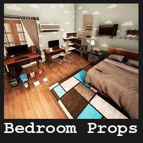 Bedroom Prop Package Low-poly 3D model_3