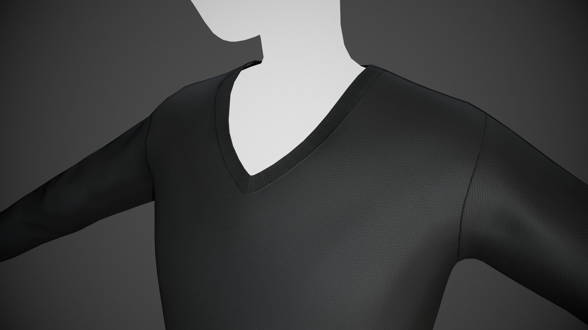 Black Sweater Style 1 Low-poly 3D model_8