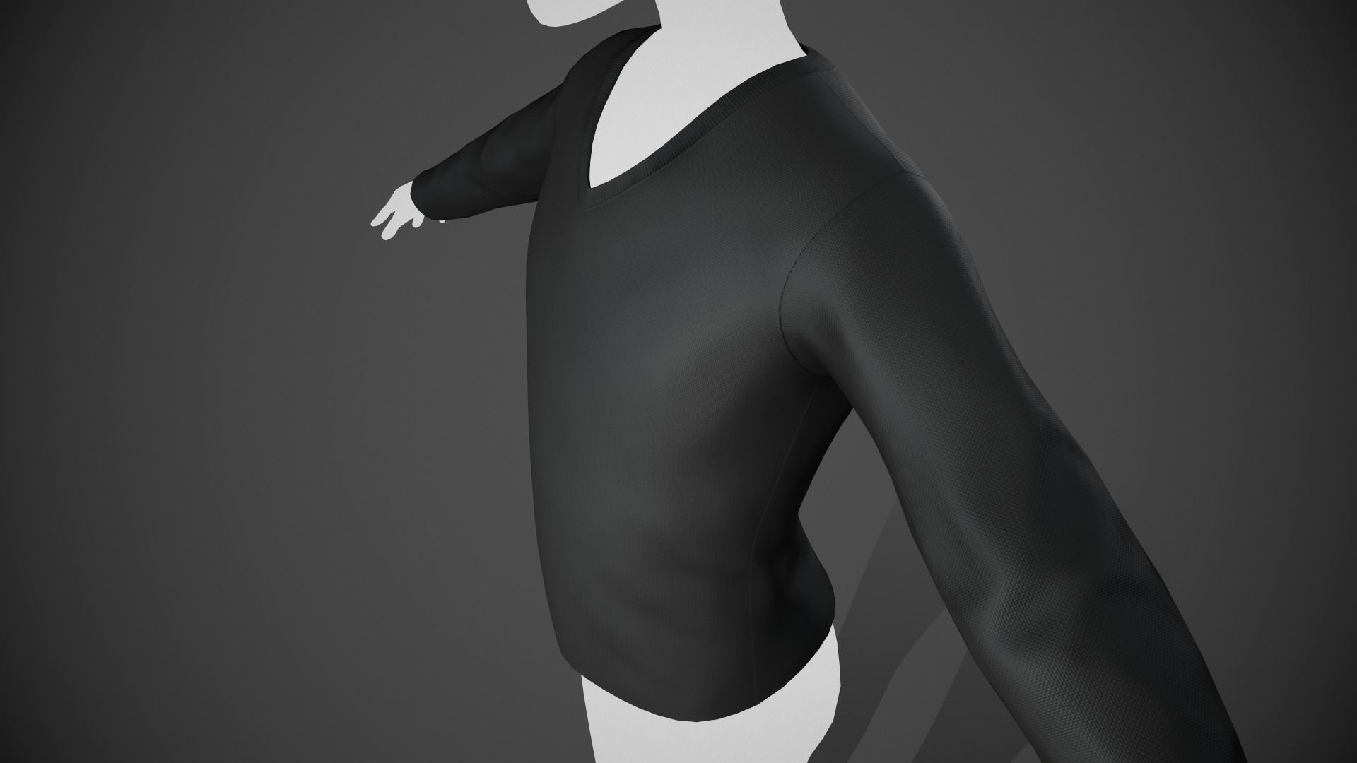 Black Sweater Style 1 Low-poly 3D model_7