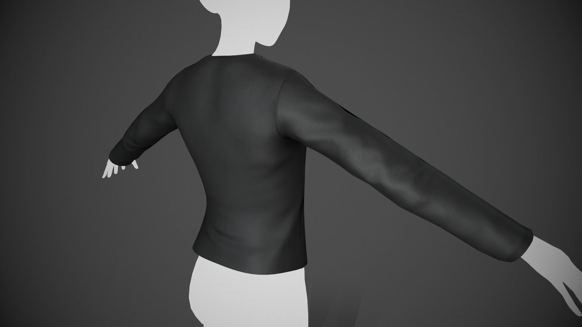 Black Sweater Style 1 Low-poly 3D model_4