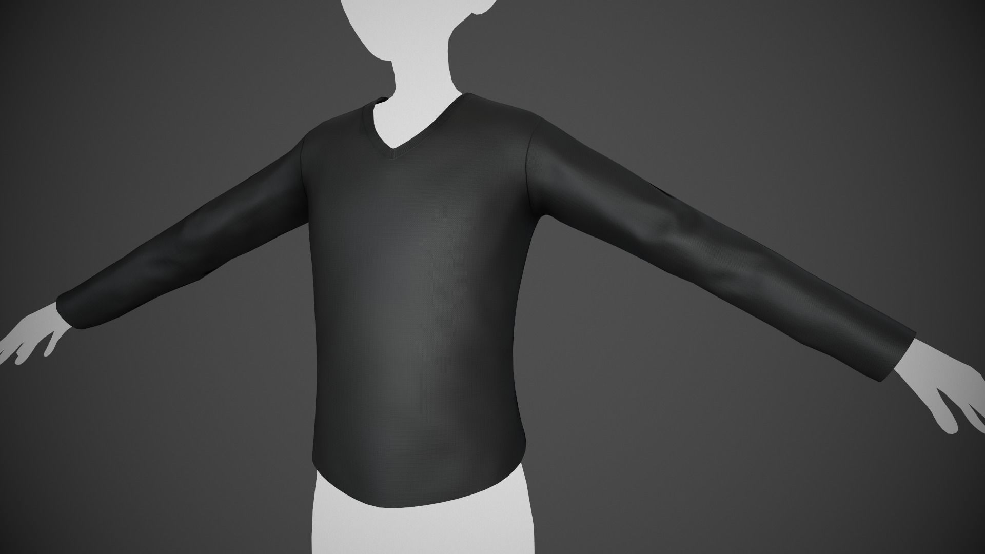 Black Sweater Style 1 Low-poly 3D model_1