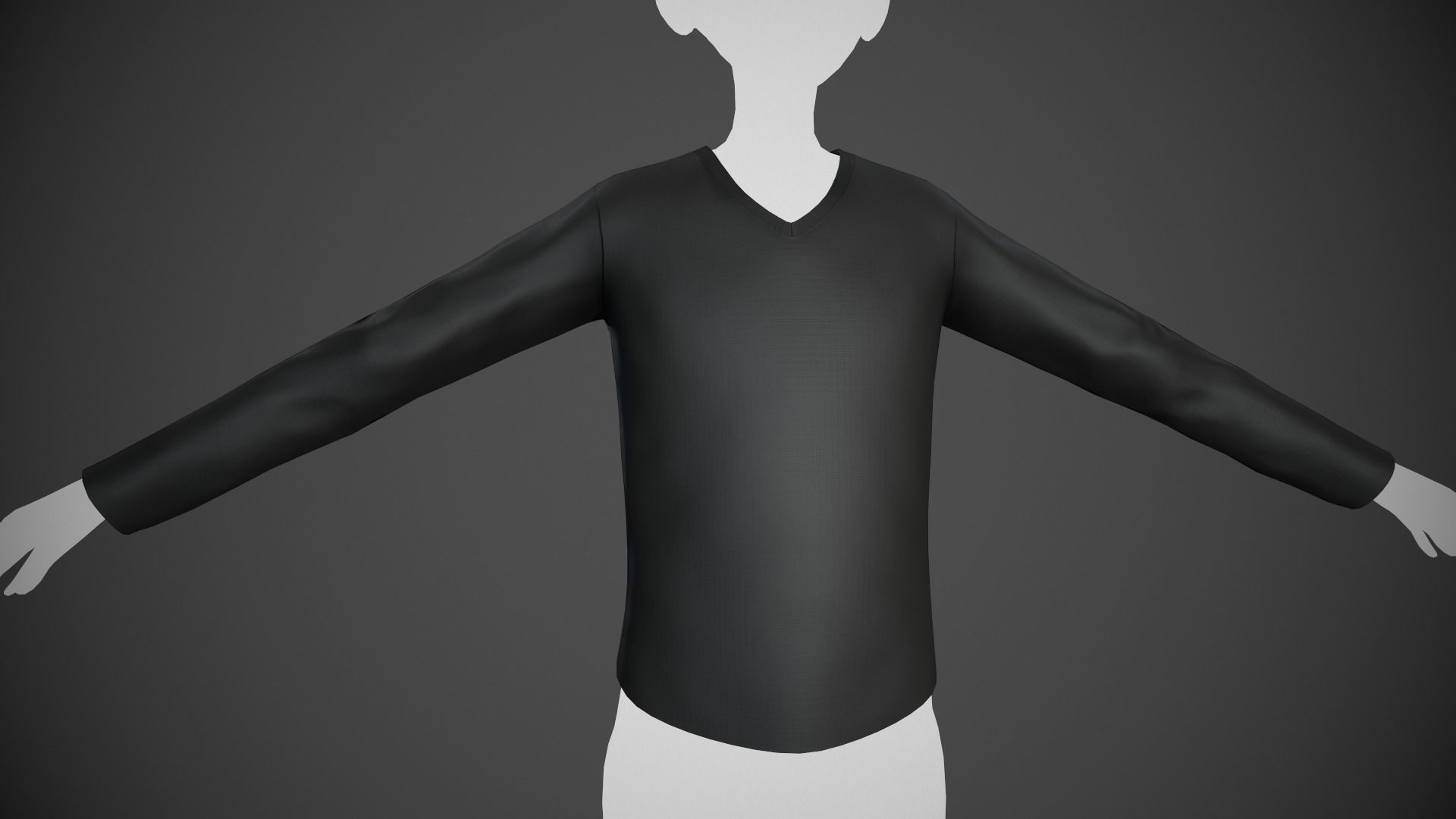 Black Sweater Style 1 Low-poly 3D model_2