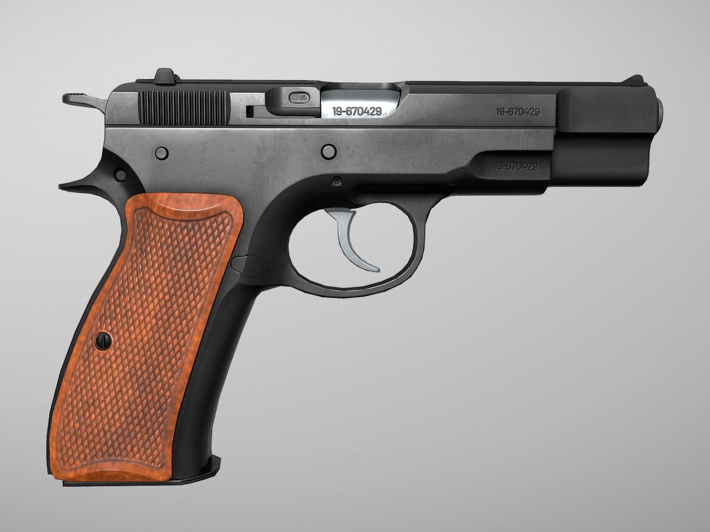 CZ 75 Pre B 9 mm Low-poly 3D model_2