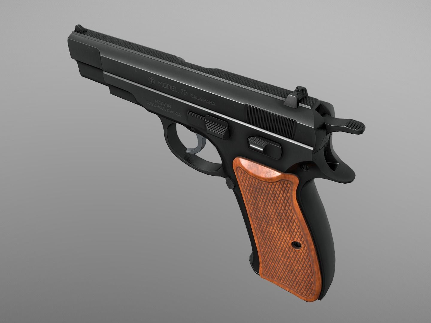 CZ 75 Pre B 9 mm Low-poly 3D model_3