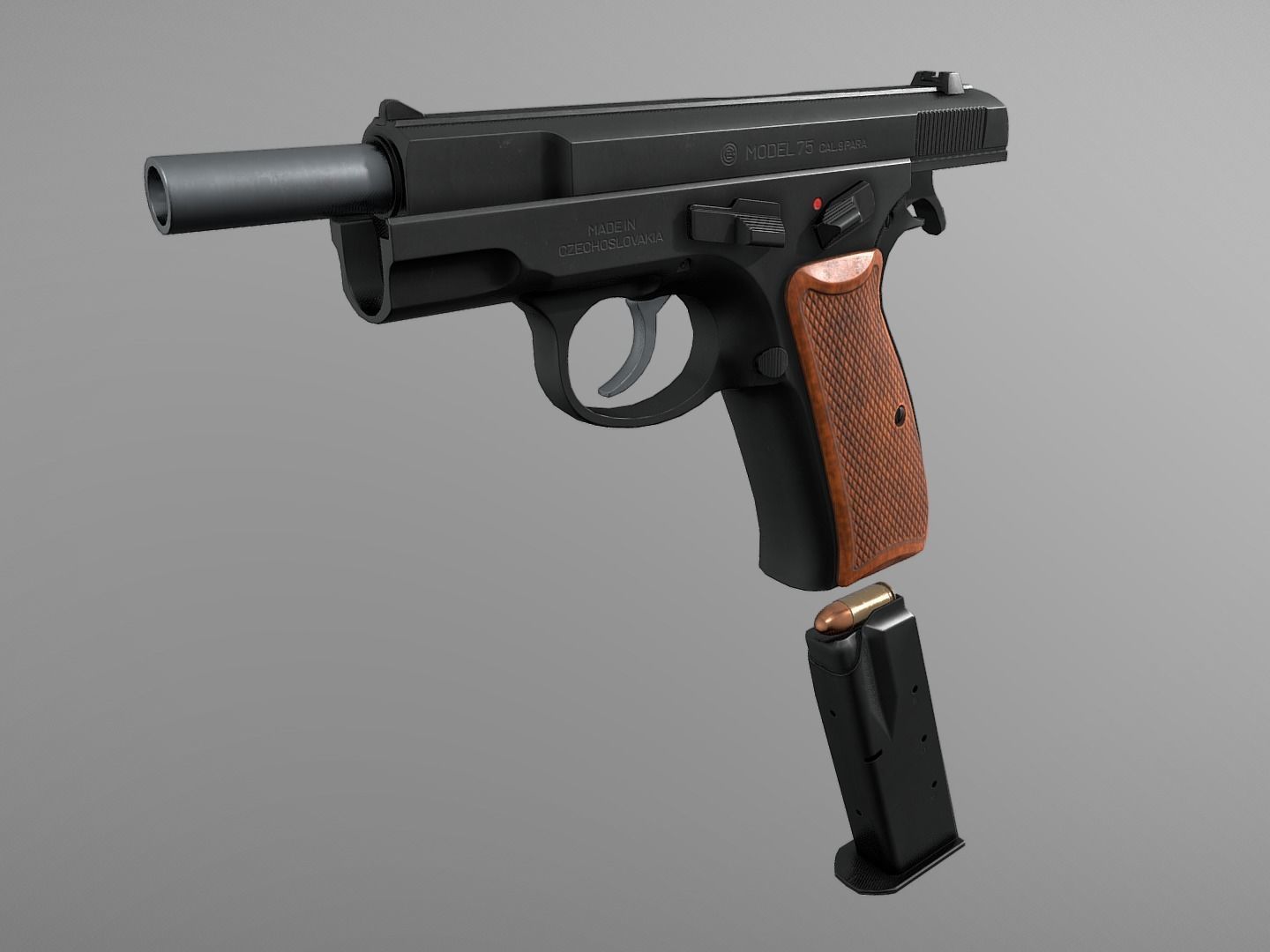 CZ 75 Pre B 9 mm Low-poly 3D model_6