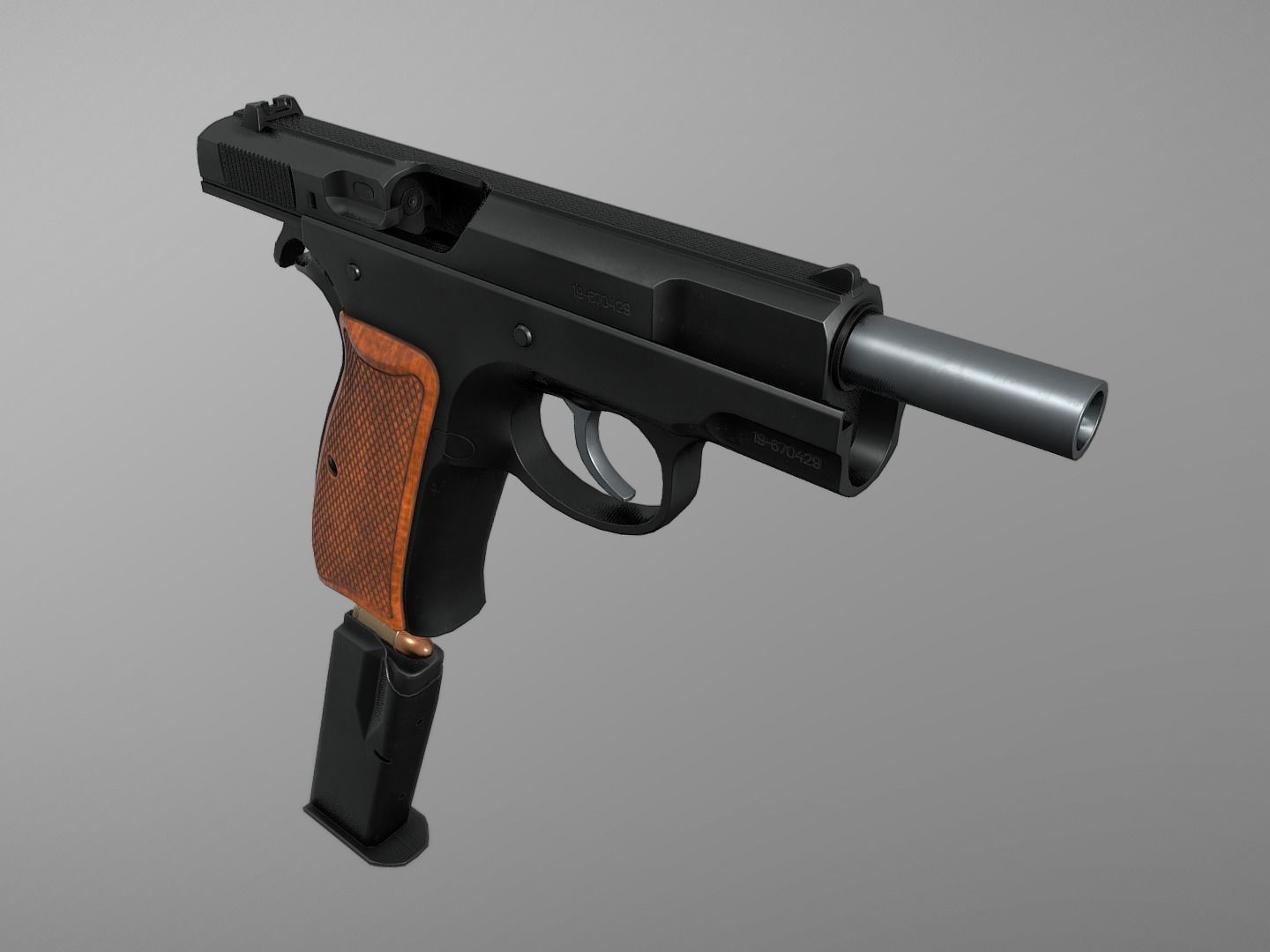 CZ 75 Pre B 9 mm Low-poly 3D model_7