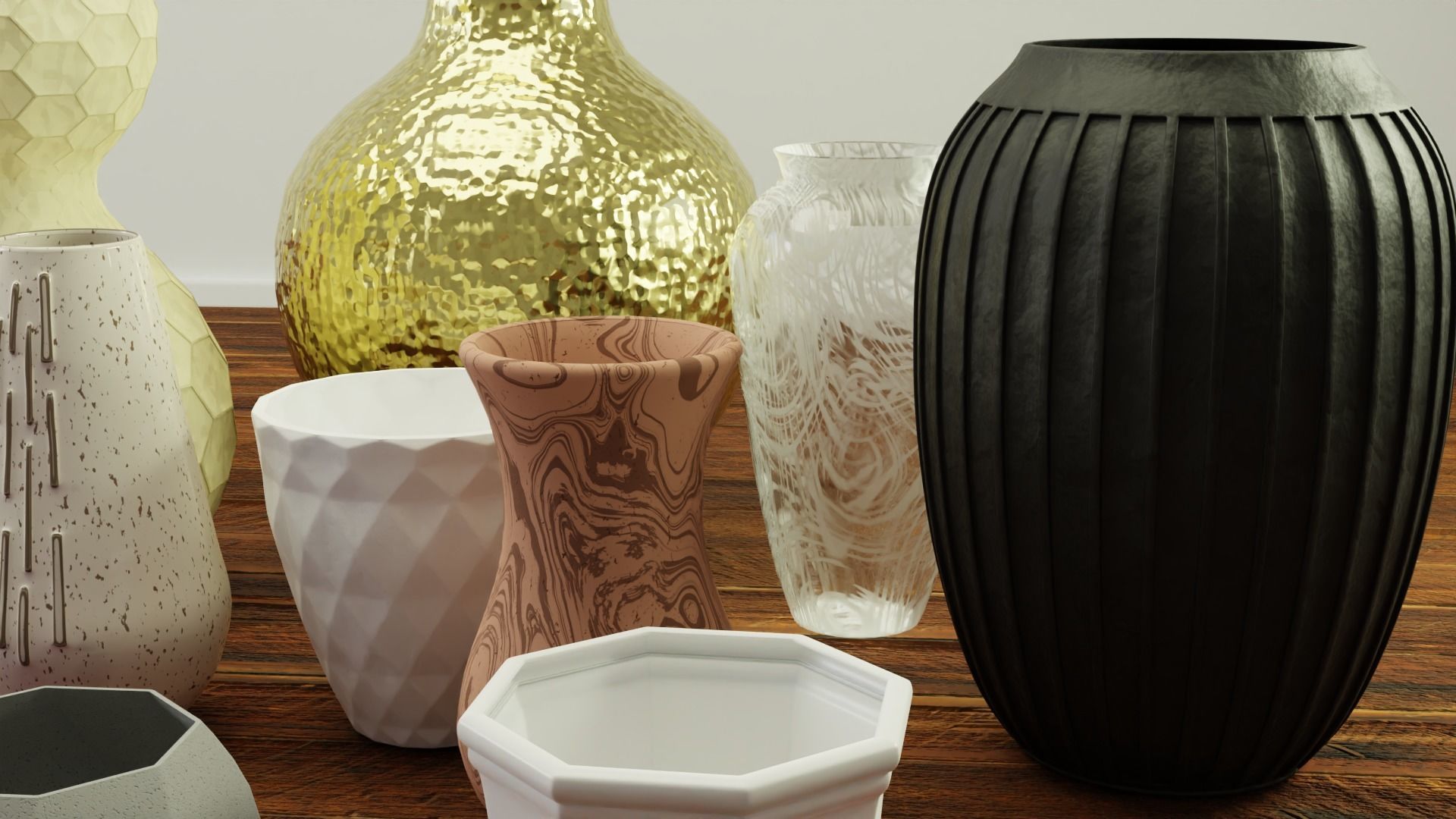 20 Decorative Vase Model Package Low-poly 3D model_10
