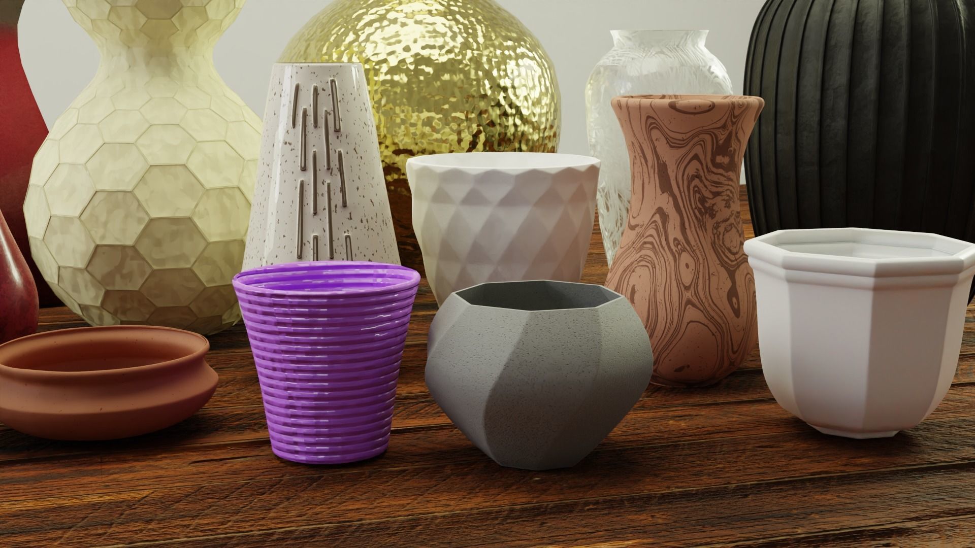 20 Decorative Vase Model Package Low-poly 3D model_11