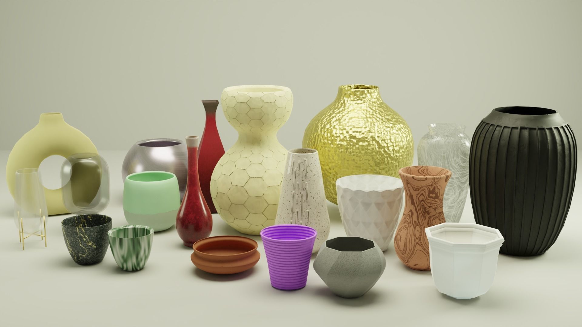 20 Decorative Vase Model Package Low-poly 3D model_2