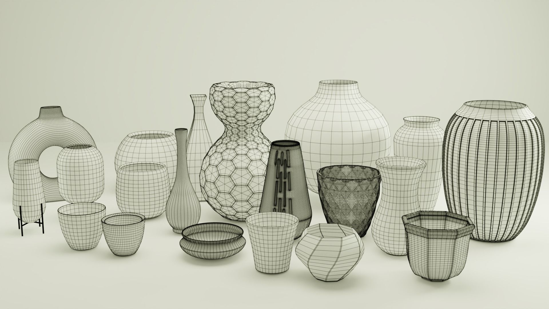 20 Decorative Vase Model Package Low-poly 3D model_4