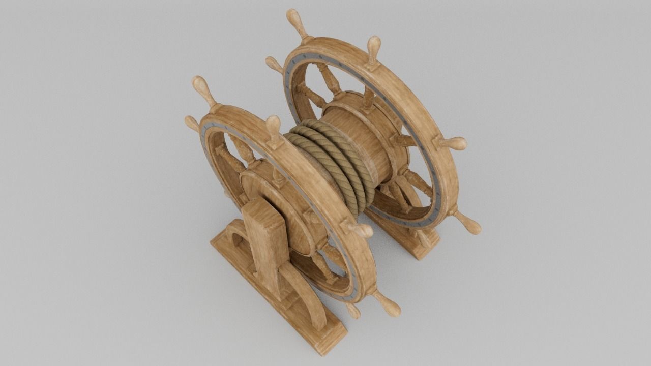 Ships Wheel from a Ship of the line -ship 3D model_2