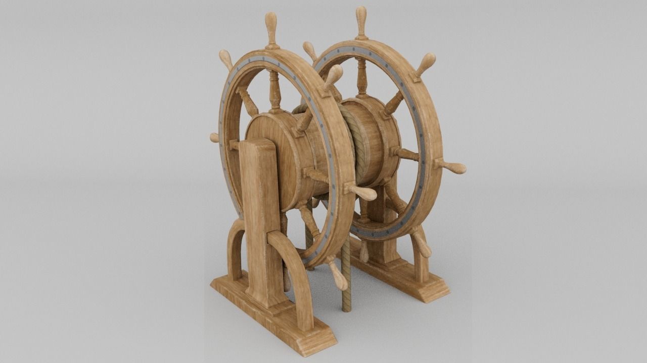 Ships Wheel from a Ship of the line -ship 3D model_4