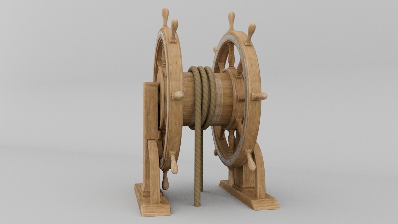 Ships Wheel from a Ship of the line -ship 3D model_1