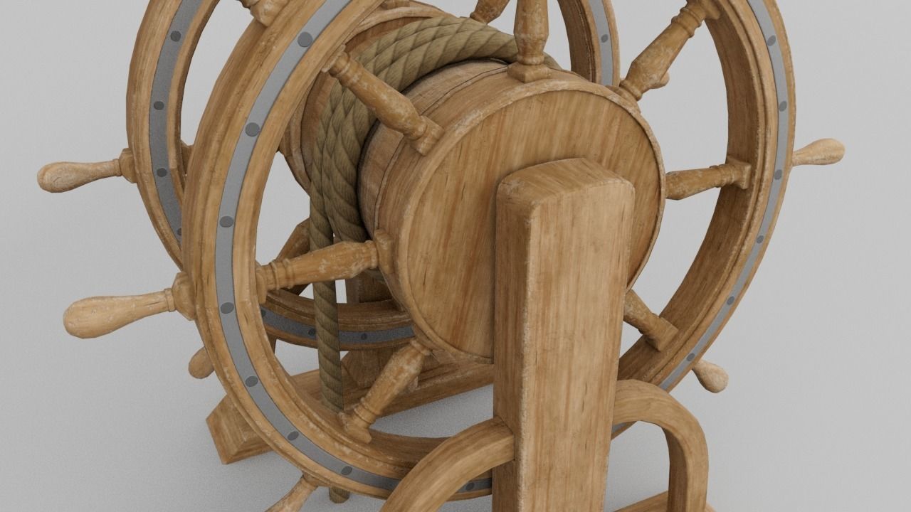 Ships Wheel from a Ship of the line -ship 3D model_3
