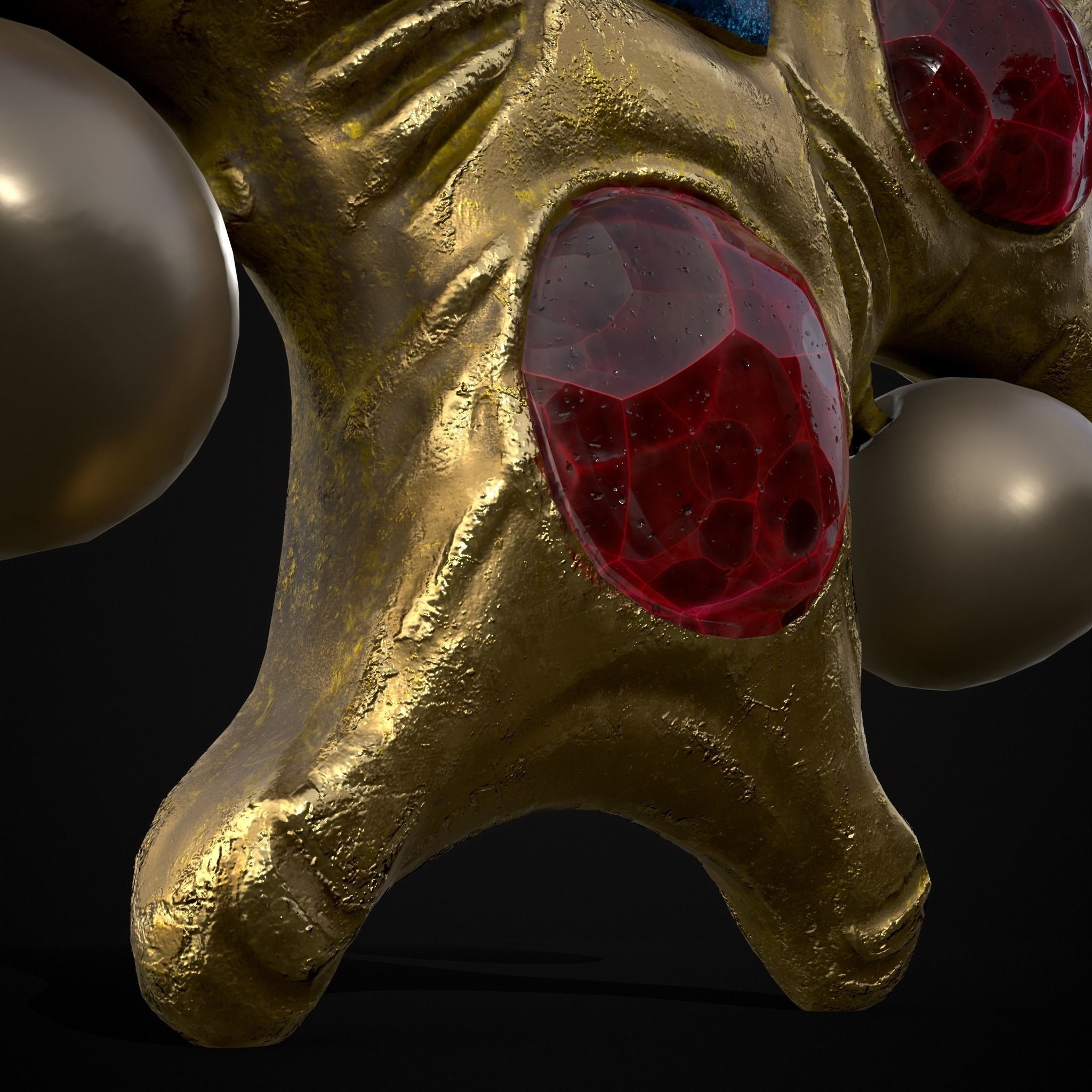 Gold Ruby Sapphire Pearl Cross Pendant Low-poly 3D model_15