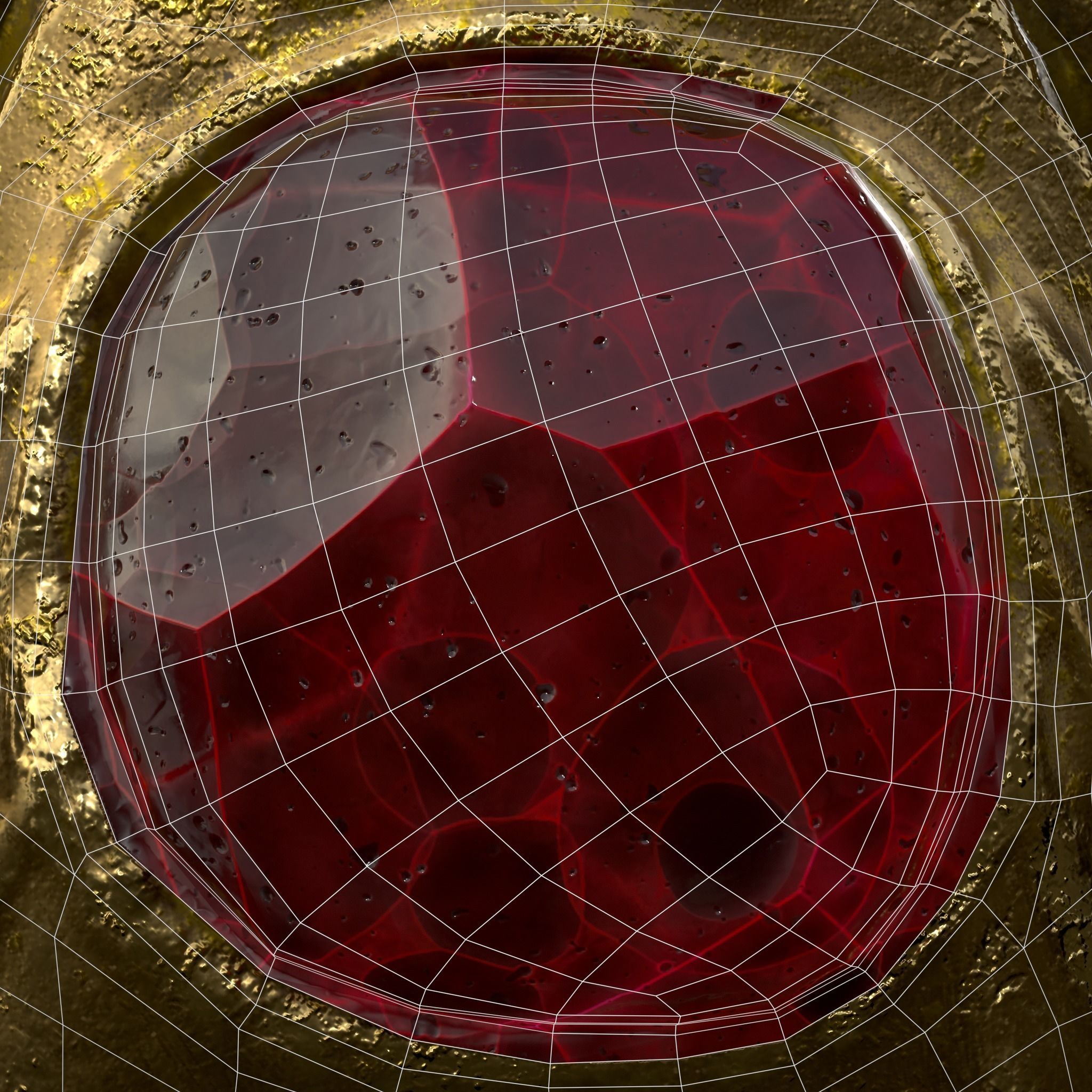 Gold Ruby Sapphire Pearl Cross Pendant Low-poly 3D model_14