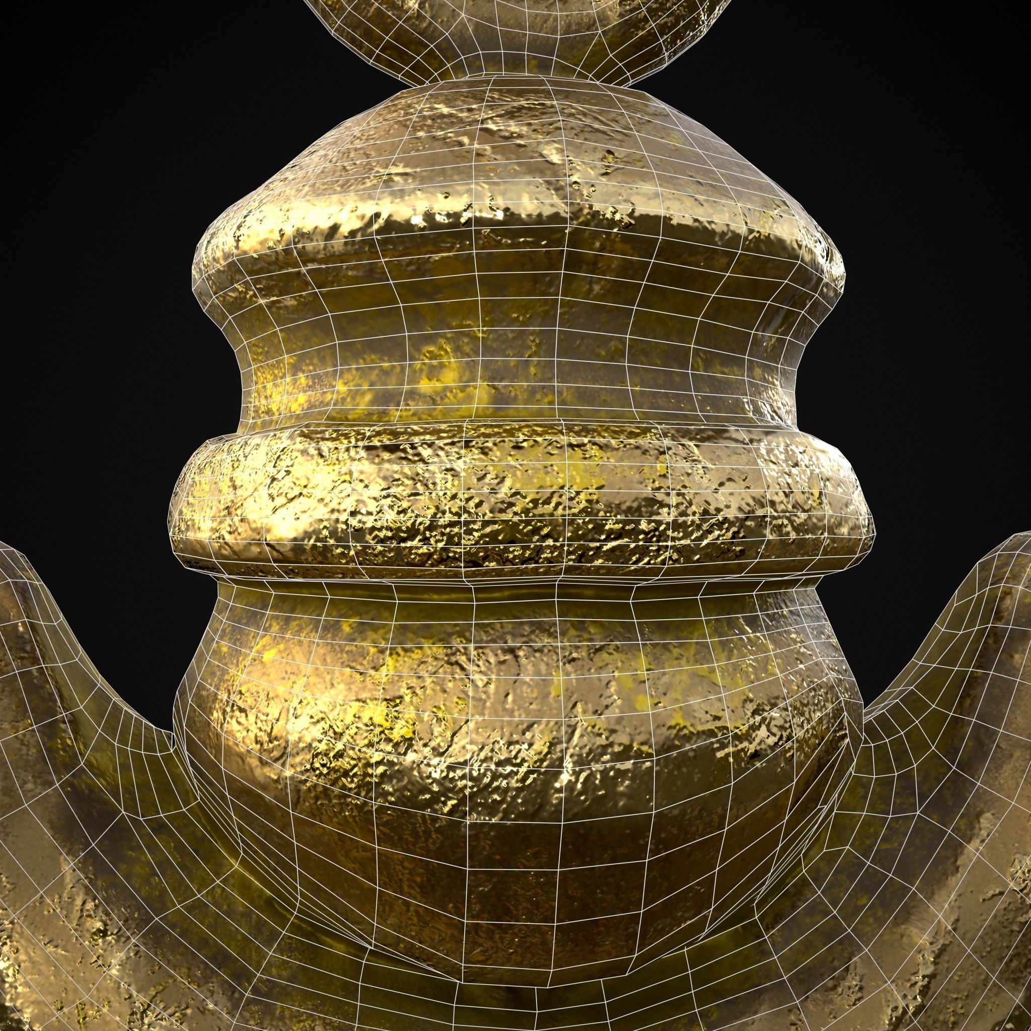 Gold Ruby Sapphire Pearl Cross Pendant Low-poly 3D model_20