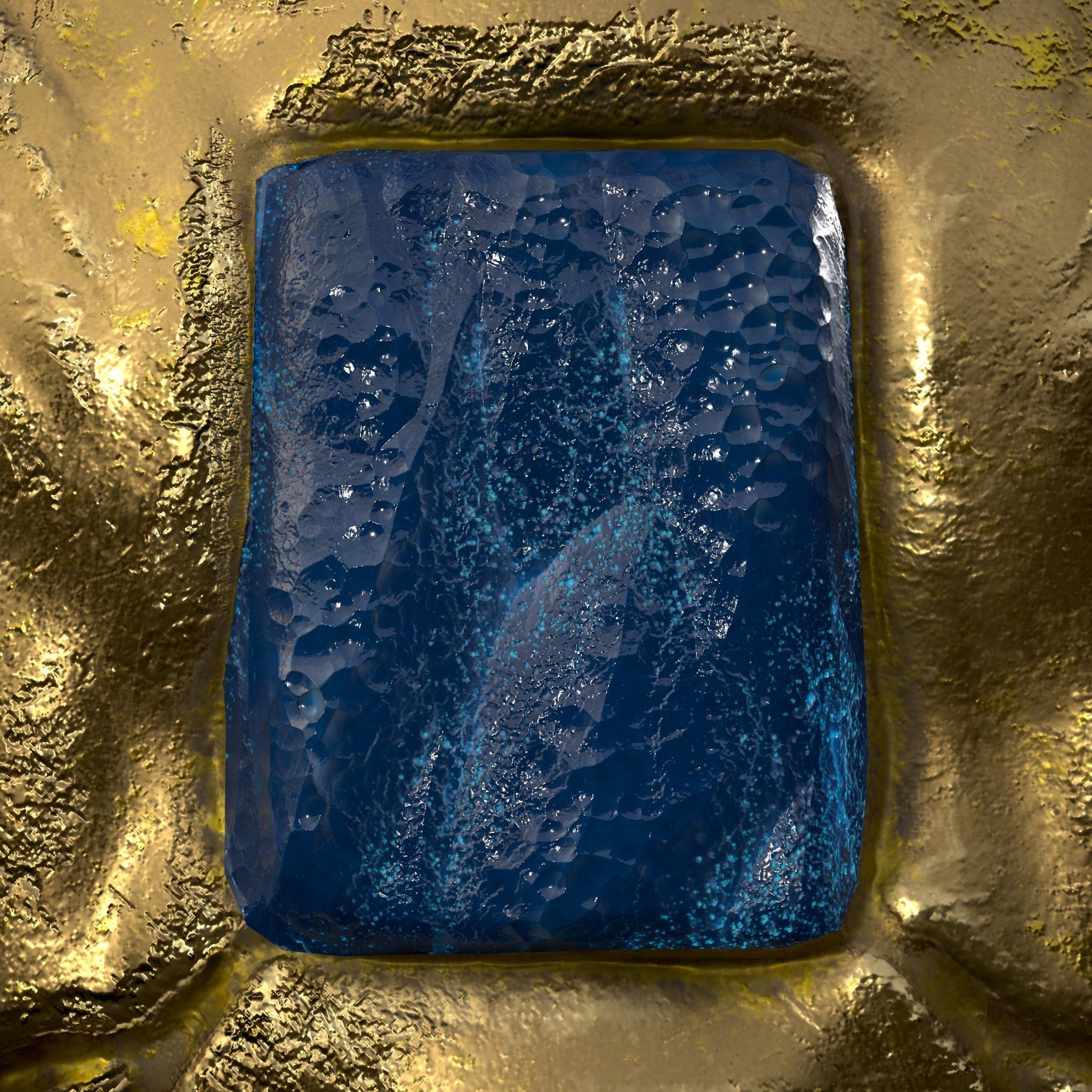 Gold Ruby Sapphire Pearl Cross Pendant Low-poly 3D model_9