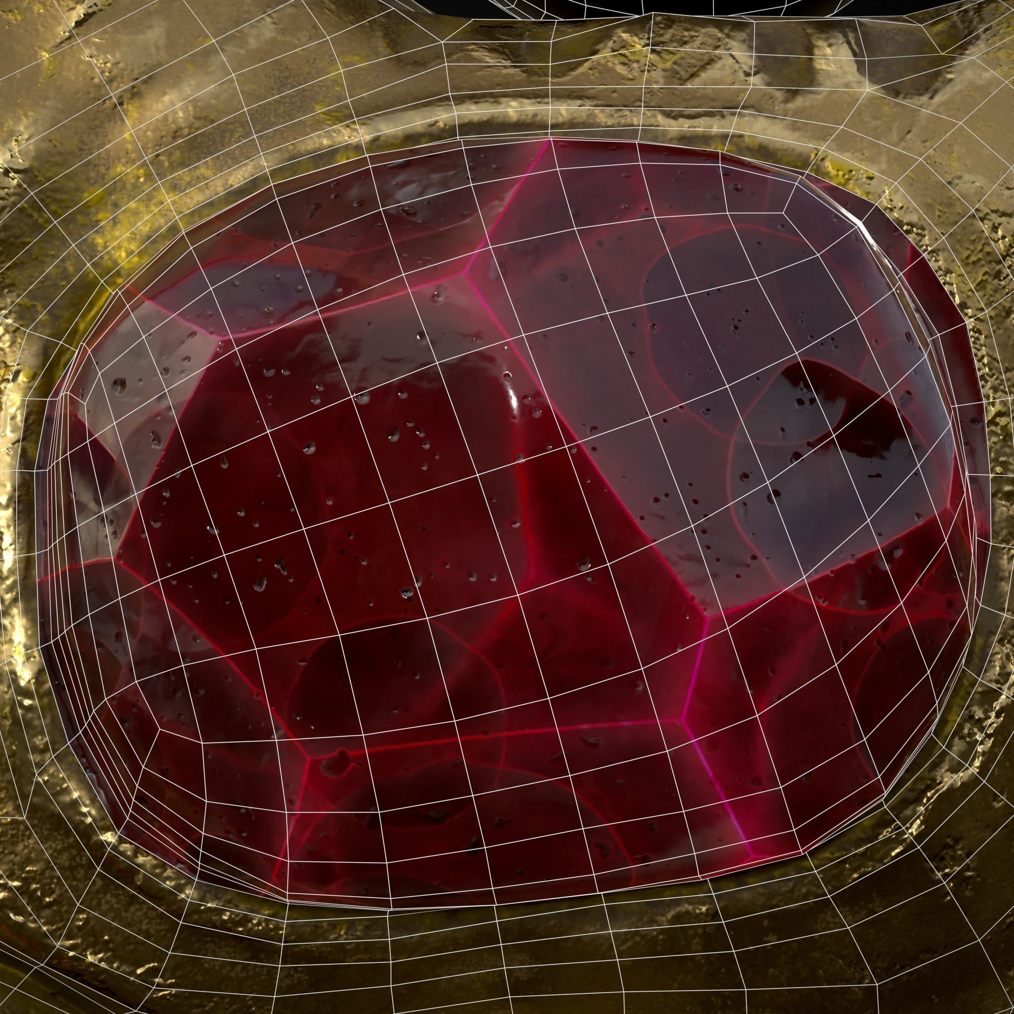 Gold Ruby Sapphire Pearl Cross Pendant Low-poly 3D model_12