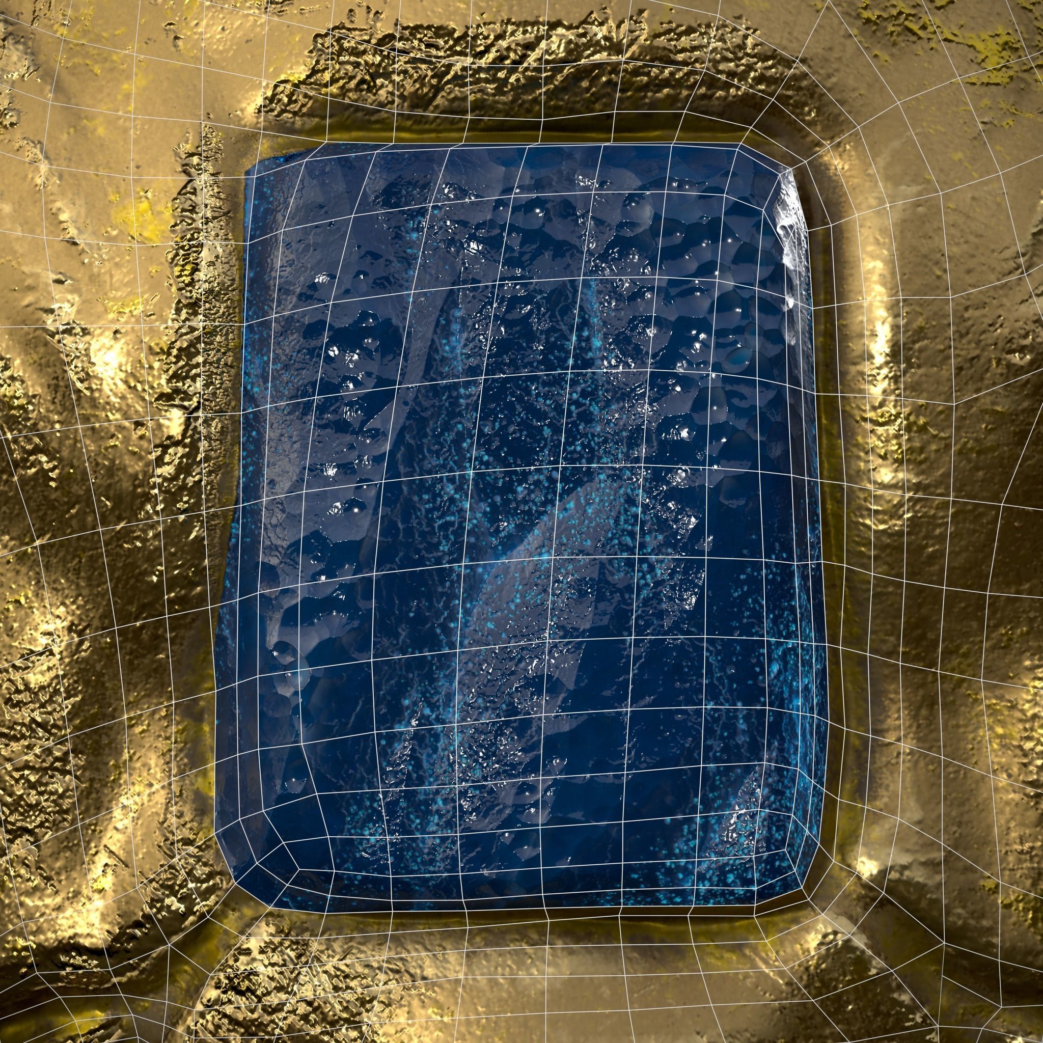 Gold Ruby Sapphire Pearl Cross Pendant Low-poly 3D model_10