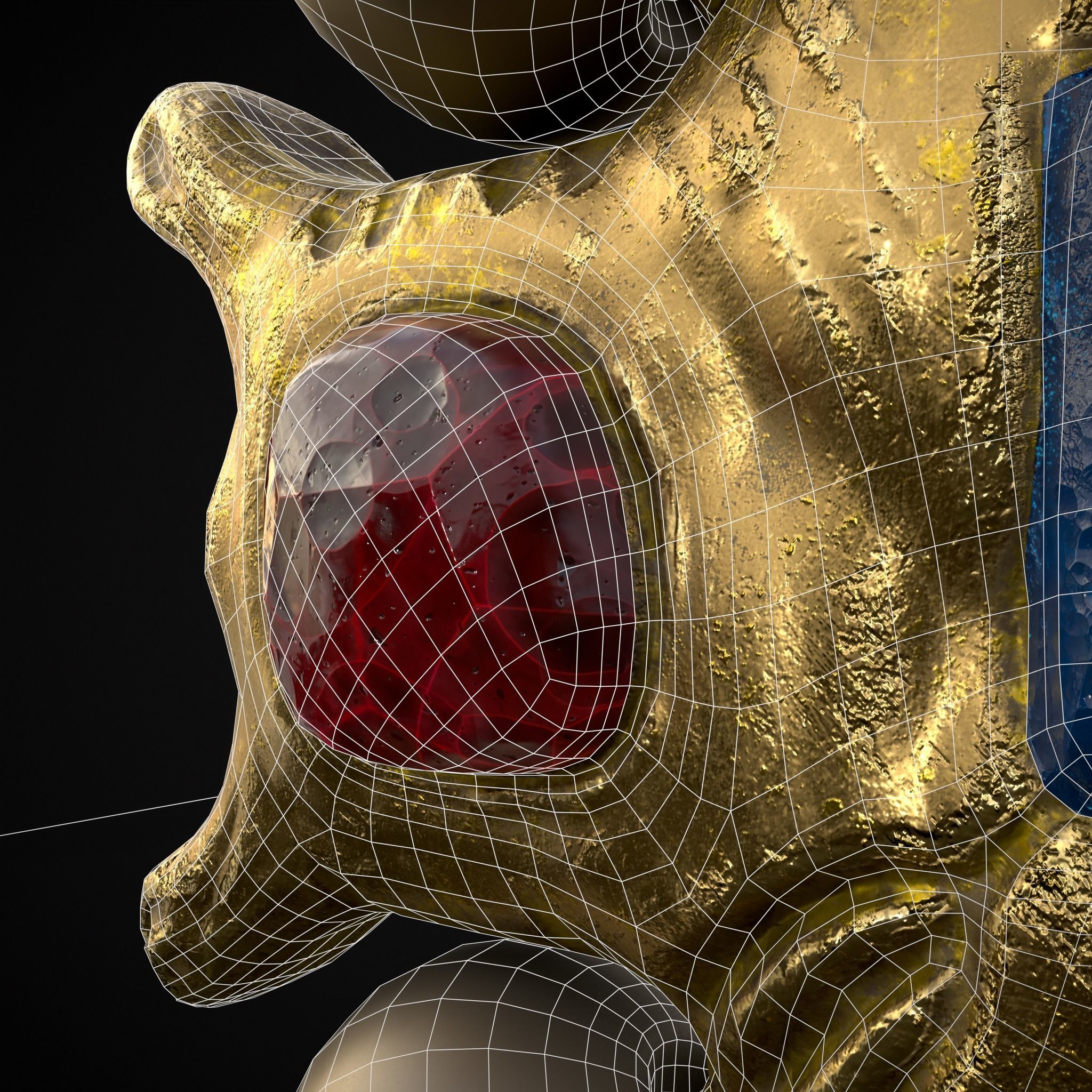 Gold Ruby Sapphire Pearl Cross Pendant Low-poly 3D model_18