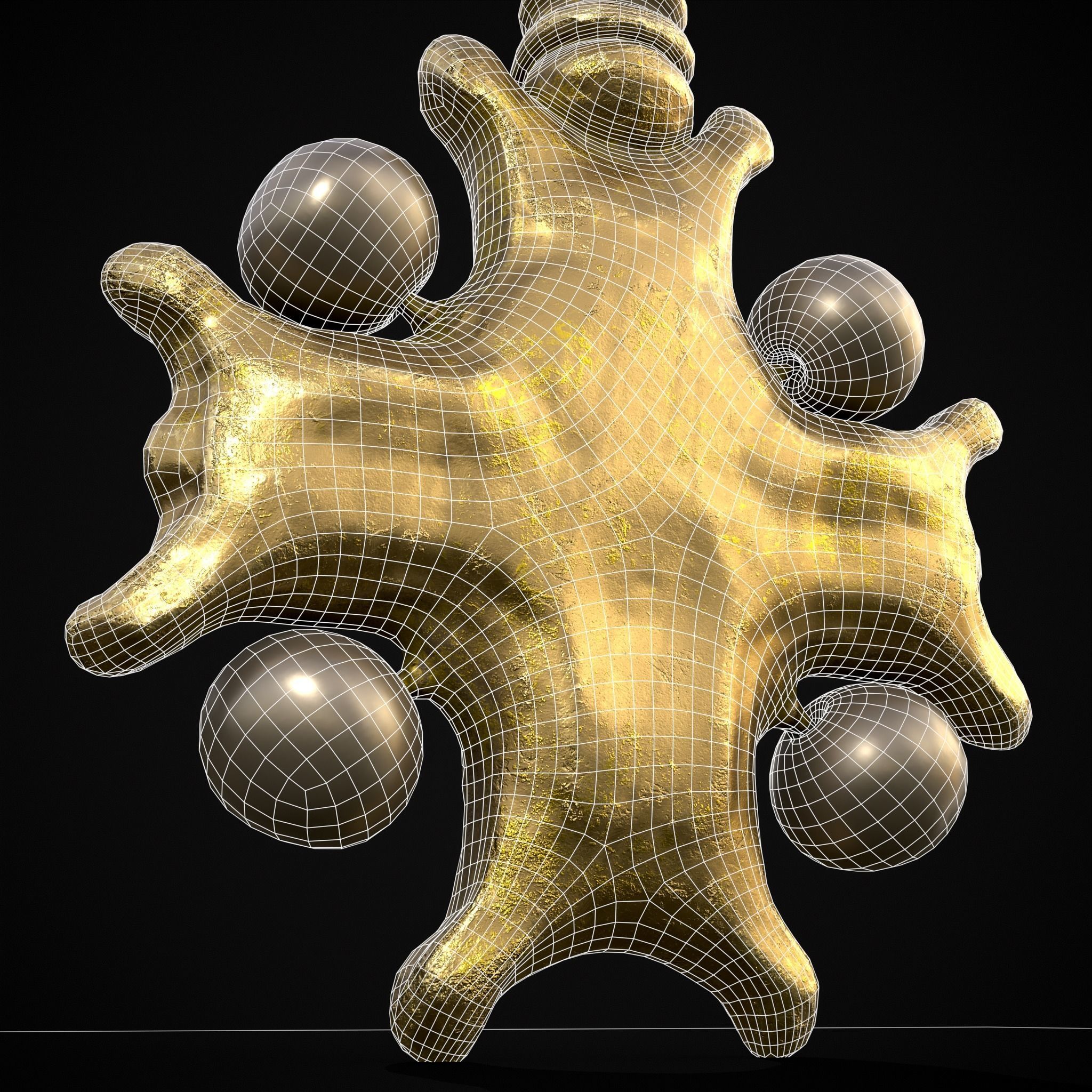 Gold Ruby Sapphire Pearl Cross Pendant Low-poly 3D model_26