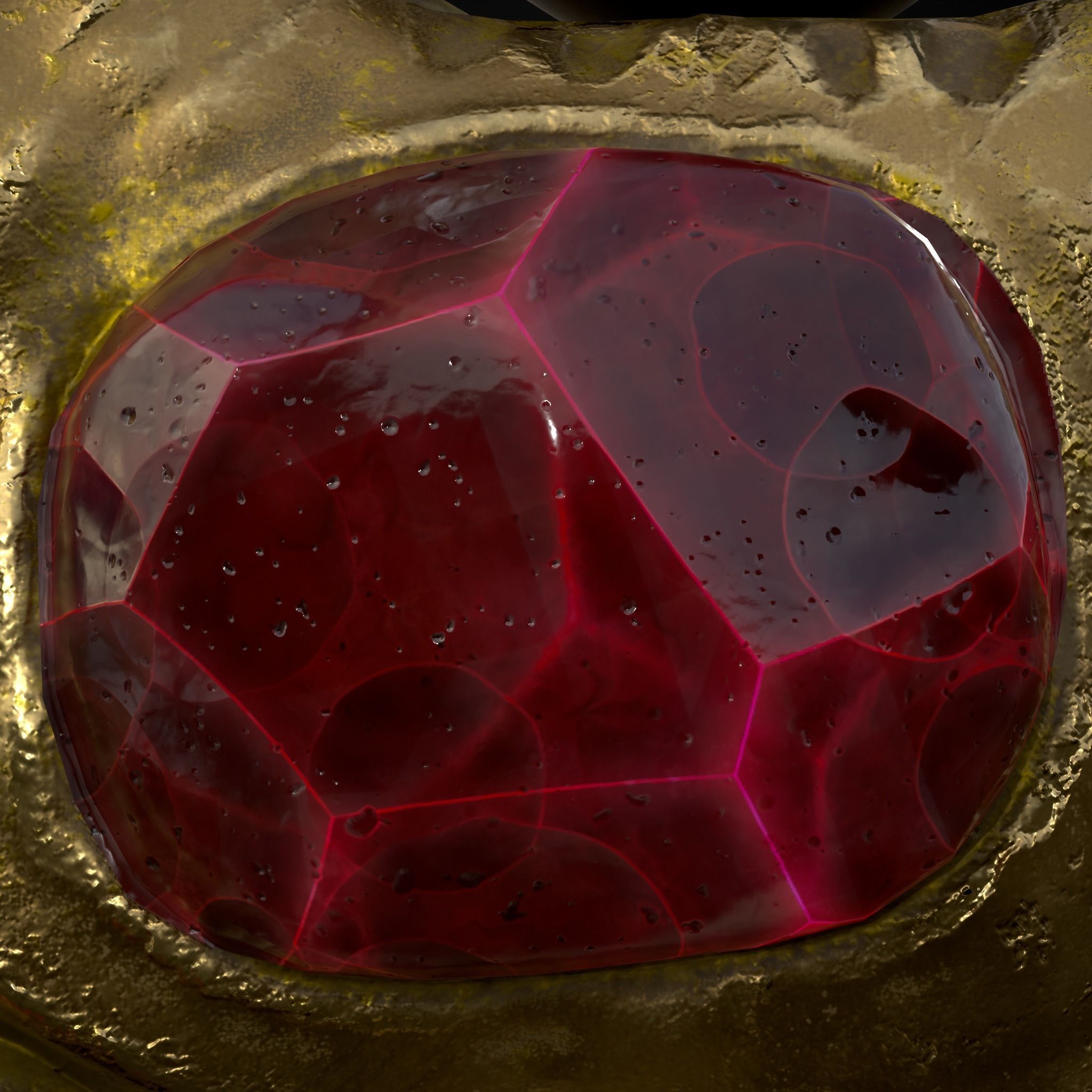 Gold Ruby Sapphire Pearl Cross Pendant Low-poly 3D model_11